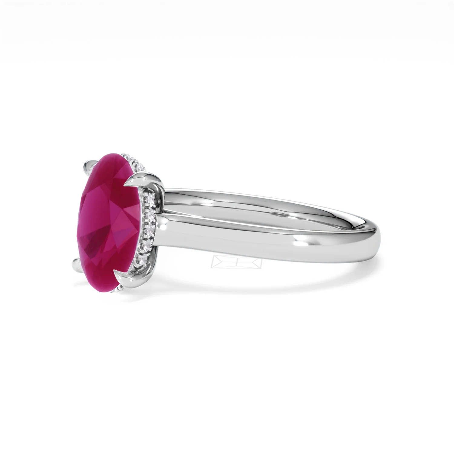 Amora Gem 2.00ct Oval Cut Lab Ruby Hidden Halo Engagement Ring in 18K White Gold - Image 78