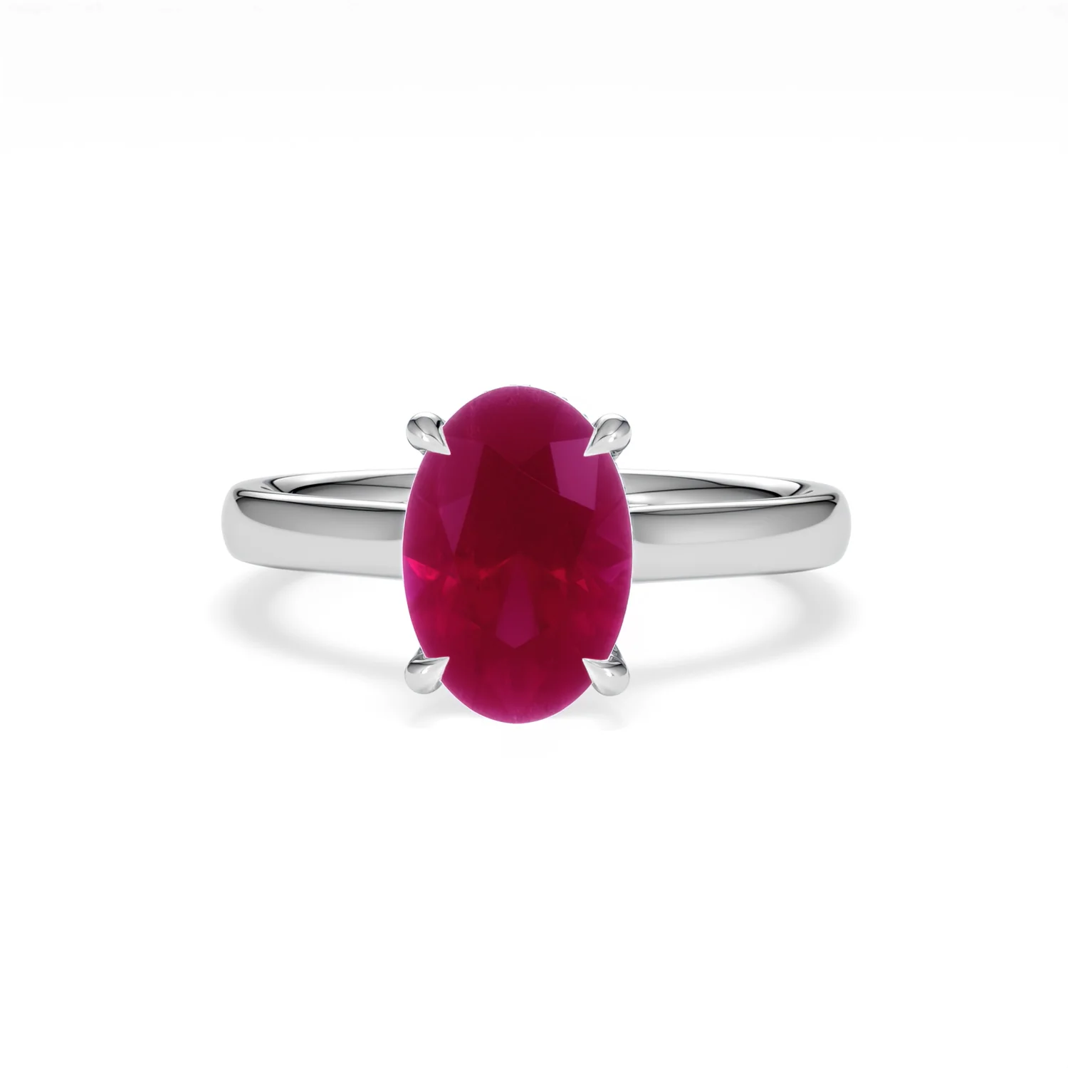 Amora Gem 2.00ct Oval Cut Lab Ruby Hidden Halo Engagement Ring in 18K White Gold - Image 88