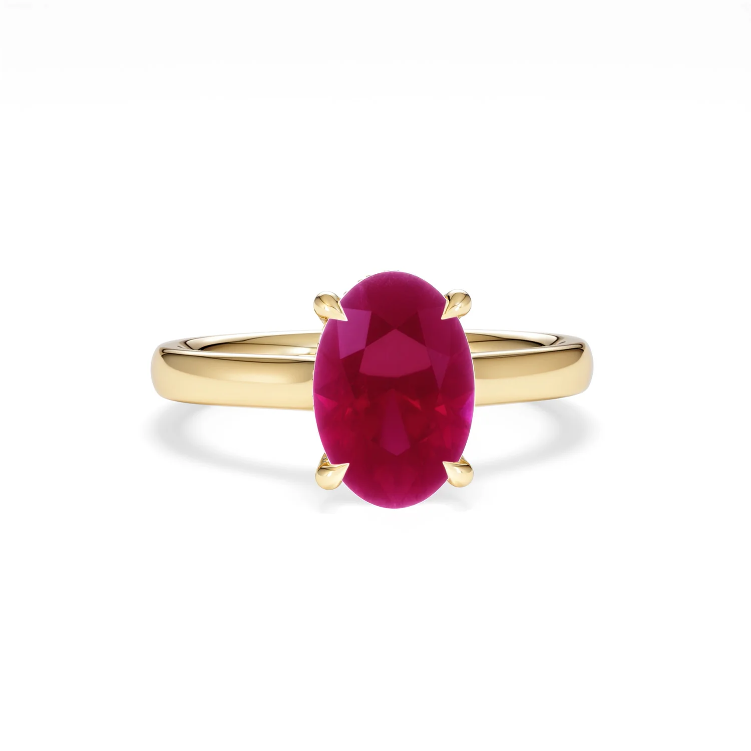 Amora Gem 2.00ct Oval Cut Lab Ruby Hidden Halo Engagement Ring in 18K Yellow Gold - Image 10