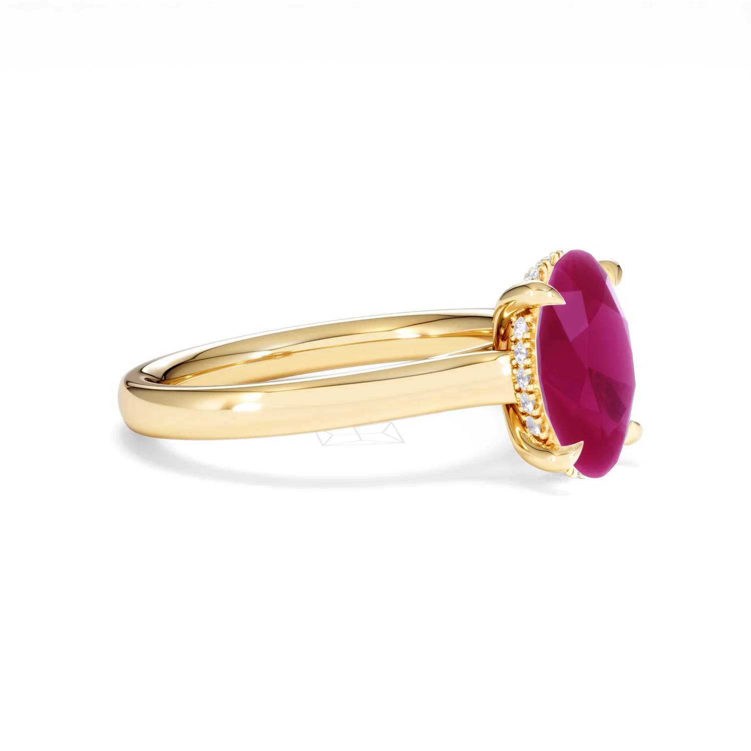 Amora Gem 2.00ct Oval Cut Lab Ruby Hidden Halo Engagement Ring in 18K Yellow Gold - Image 21
