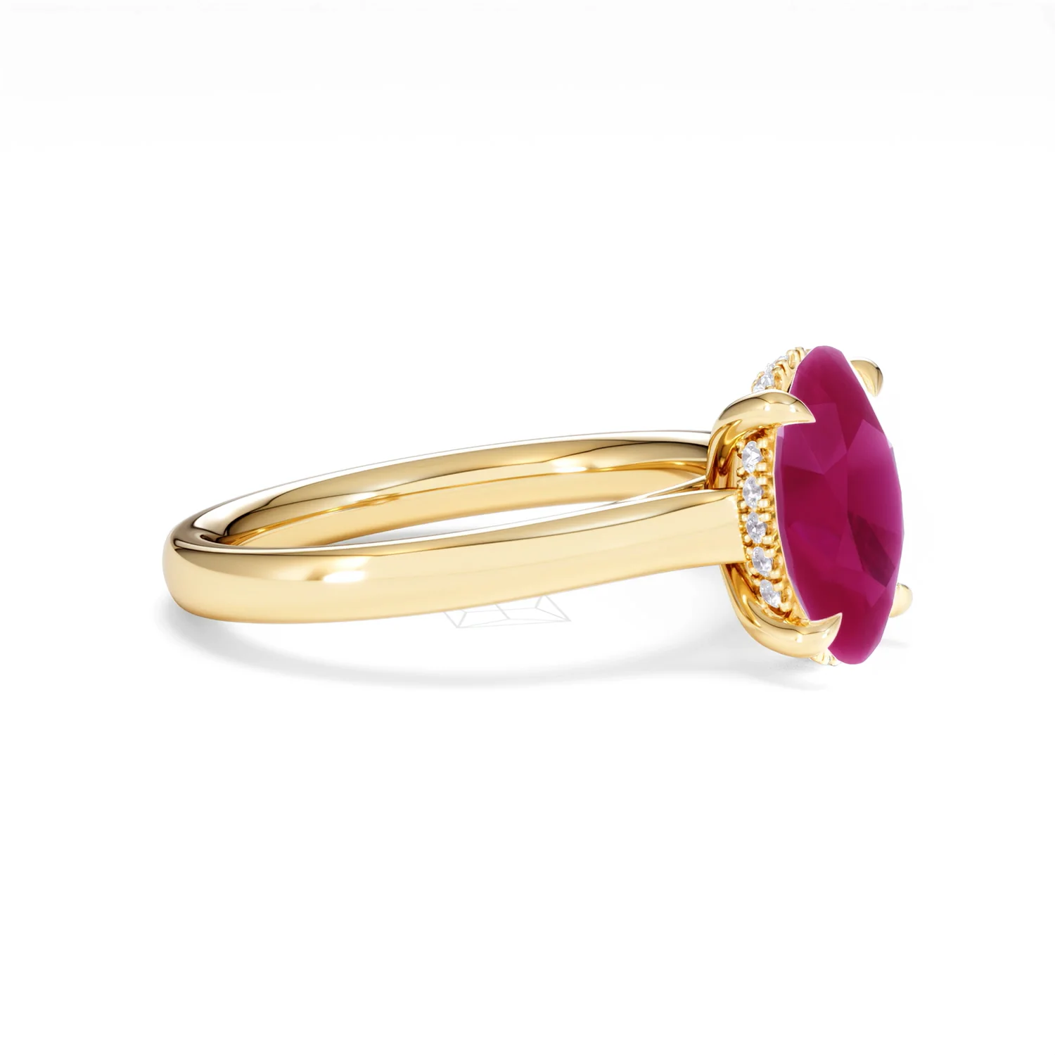 Amora Gem 2.00ct Oval Cut Lab Ruby Hidden Halo Engagement Ring in 18K Yellow Gold - Image 22