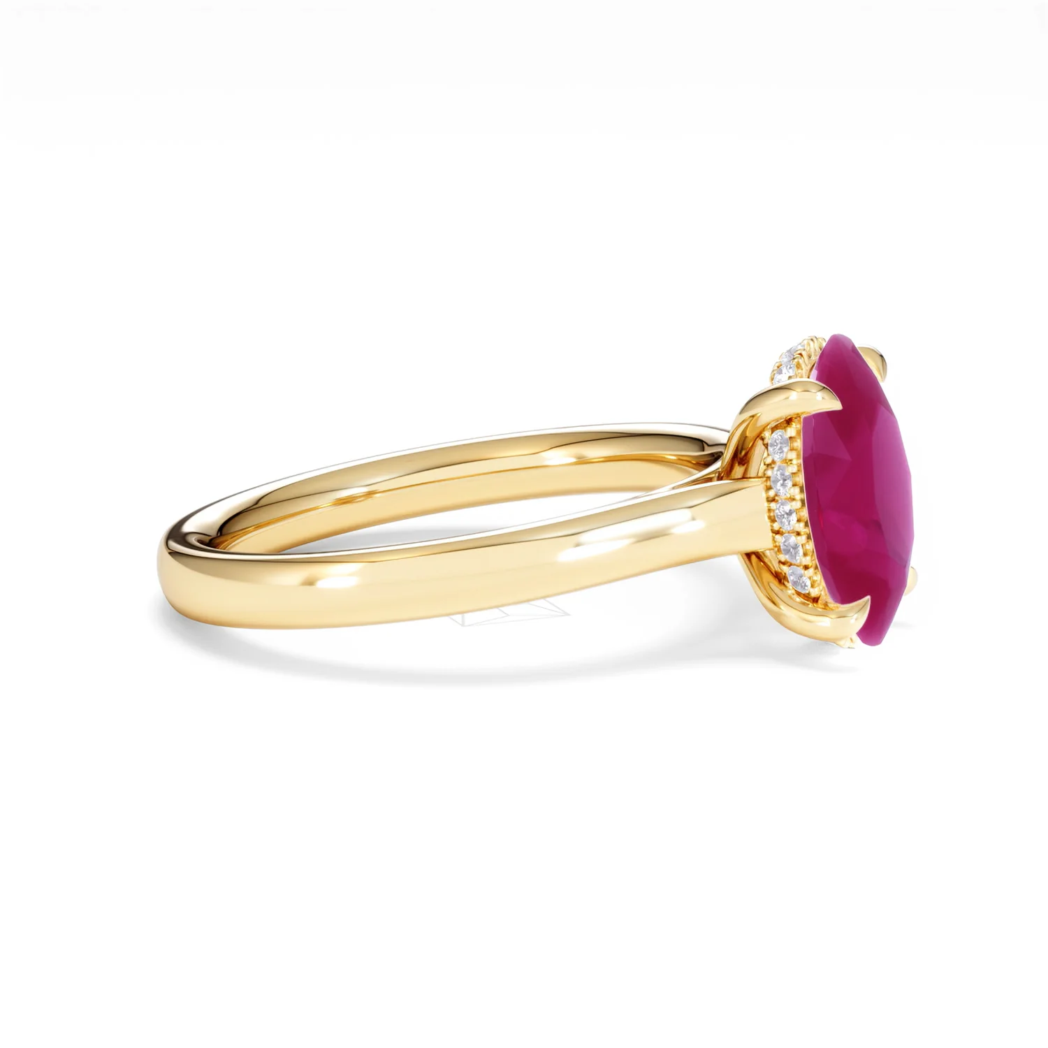 Amora Gem 2.00ct Oval Cut Lab Ruby Hidden Halo Engagement Ring in 18K Yellow Gold - Image 24