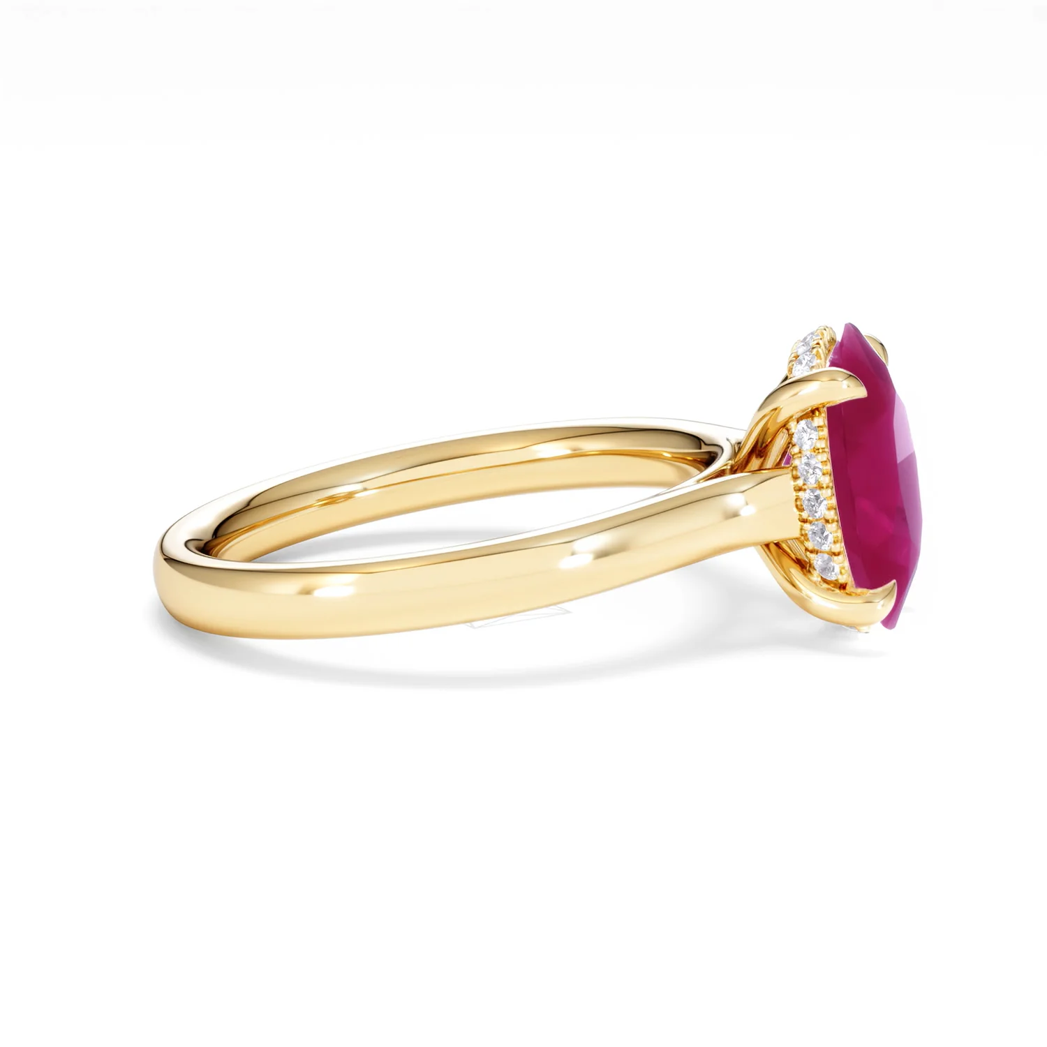 Amora Gem 2.00ct Oval Cut Lab Ruby Hidden Halo Engagement Ring in 18K Yellow Gold - Image 26