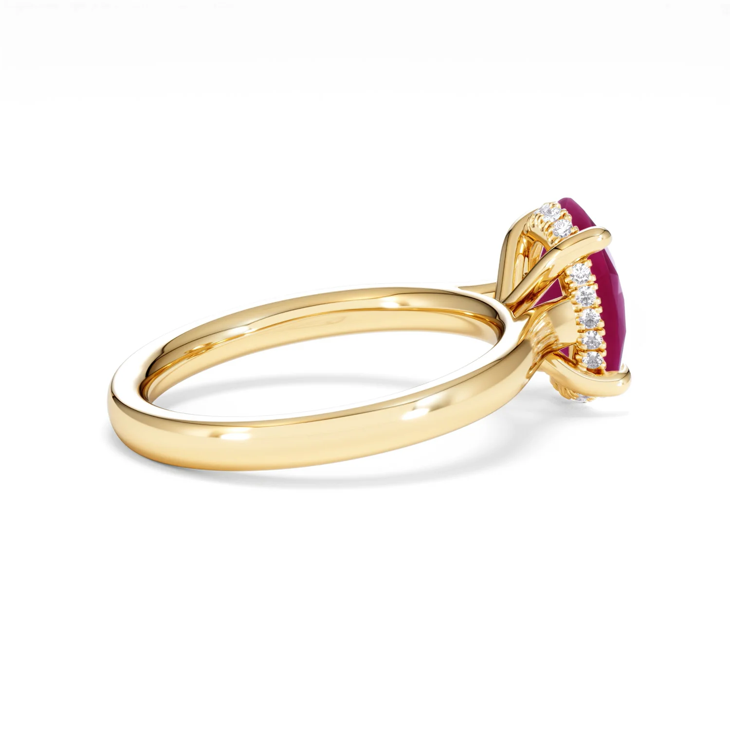 Amora Gem 2.00ct Oval Cut Lab Ruby Hidden Halo Engagement Ring in 18K Yellow Gold - Image 34
