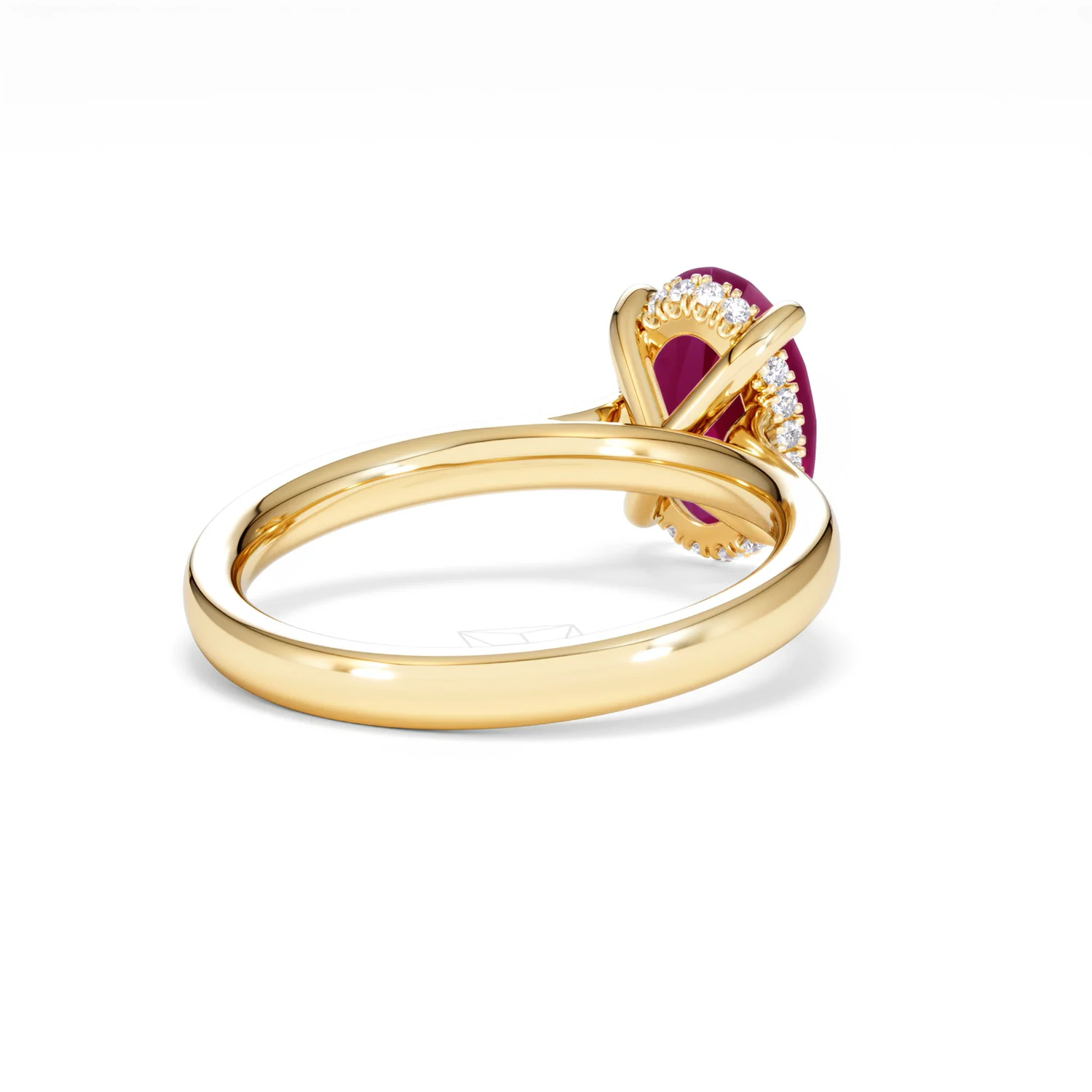 Amora Gem 2.00ct Oval Cut Lab Ruby Hidden Halo Engagement Ring in 18K Yellow Gold - Image 42