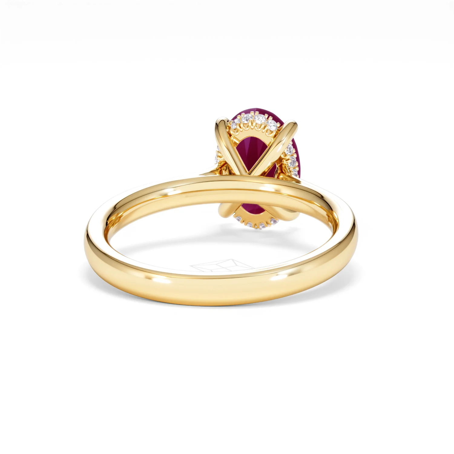 Amora Gem 2.00ct Oval Cut Lab Ruby Hidden Halo Engagement Ring in 18K Yellow Gold - Image 46