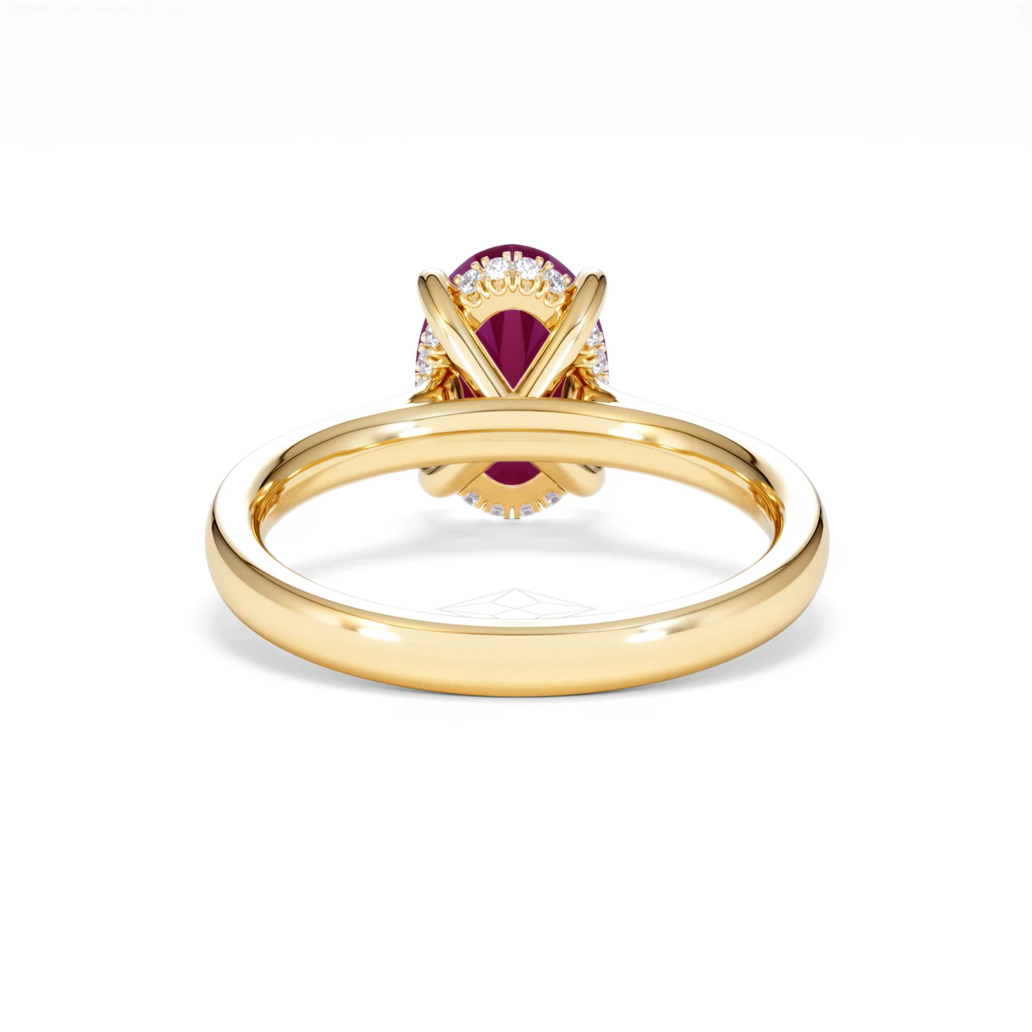 Amora Gem 2.00ct Oval Cut Lab Ruby Hidden Halo Engagement Ring in 18K Yellow Gold - Image 49