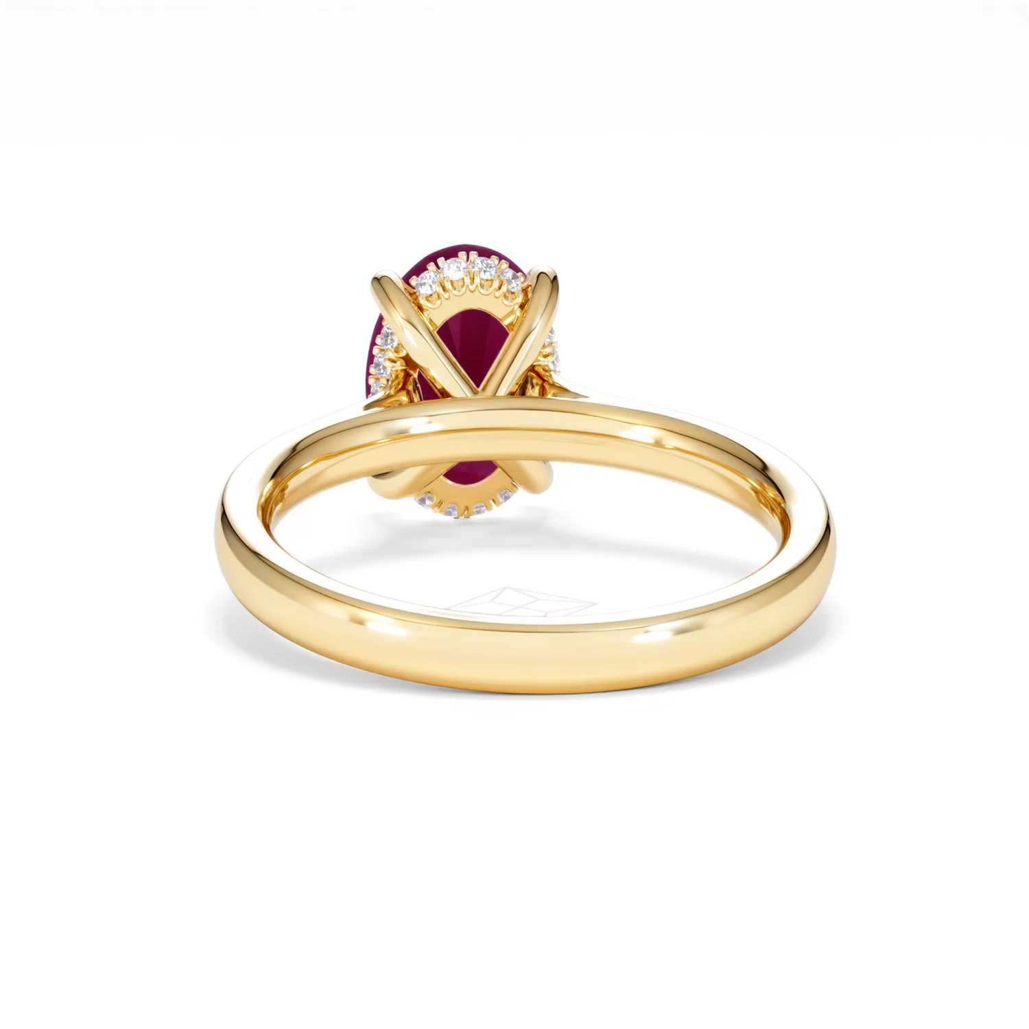 Amora Gem 2.00ct Oval Cut Lab Ruby Hidden Halo Engagement Ring in 18K Yellow Gold - Image 51