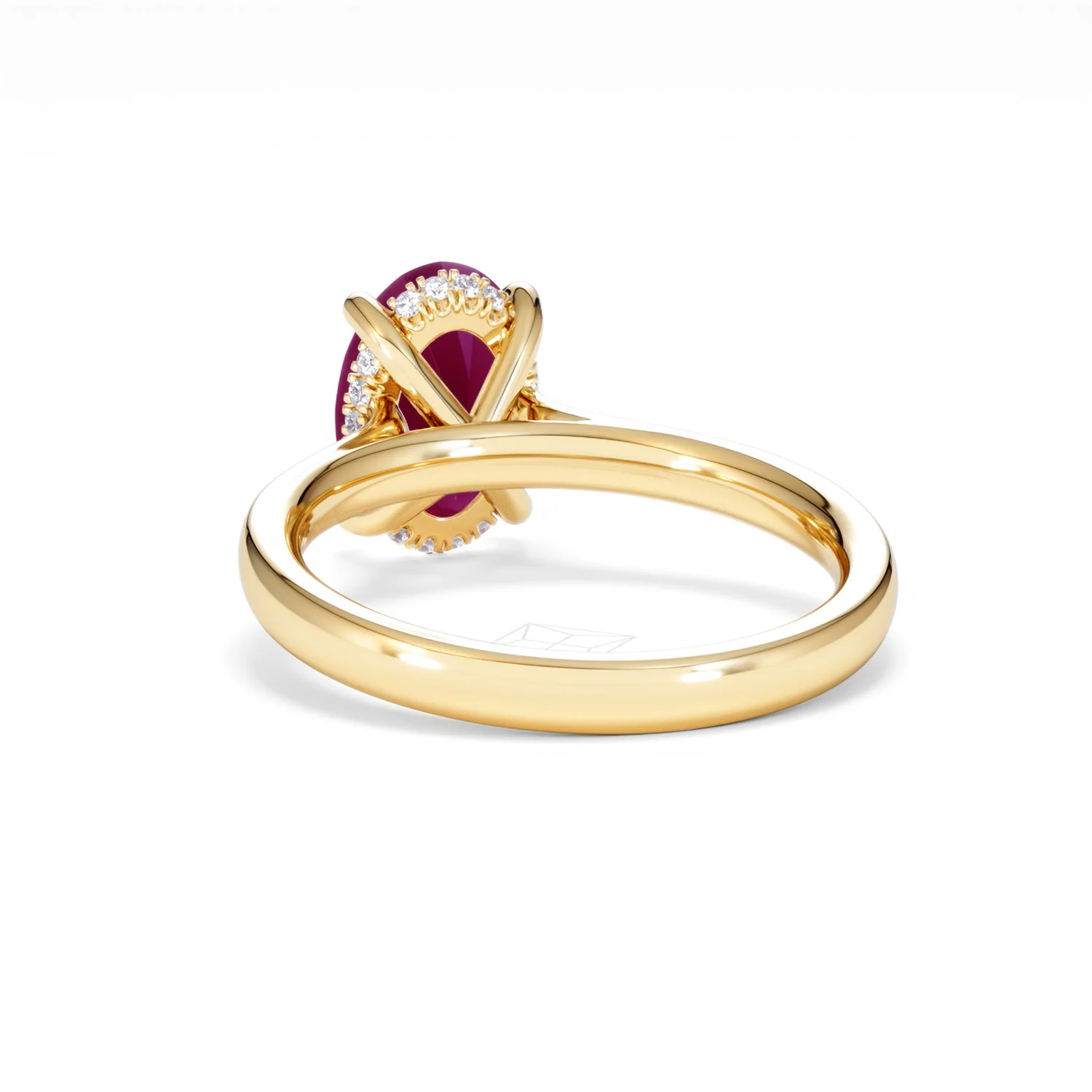 Amora Gem 2.00ct Oval Cut Lab Ruby Hidden Halo Engagement Ring in 18K Yellow Gold - Image 53