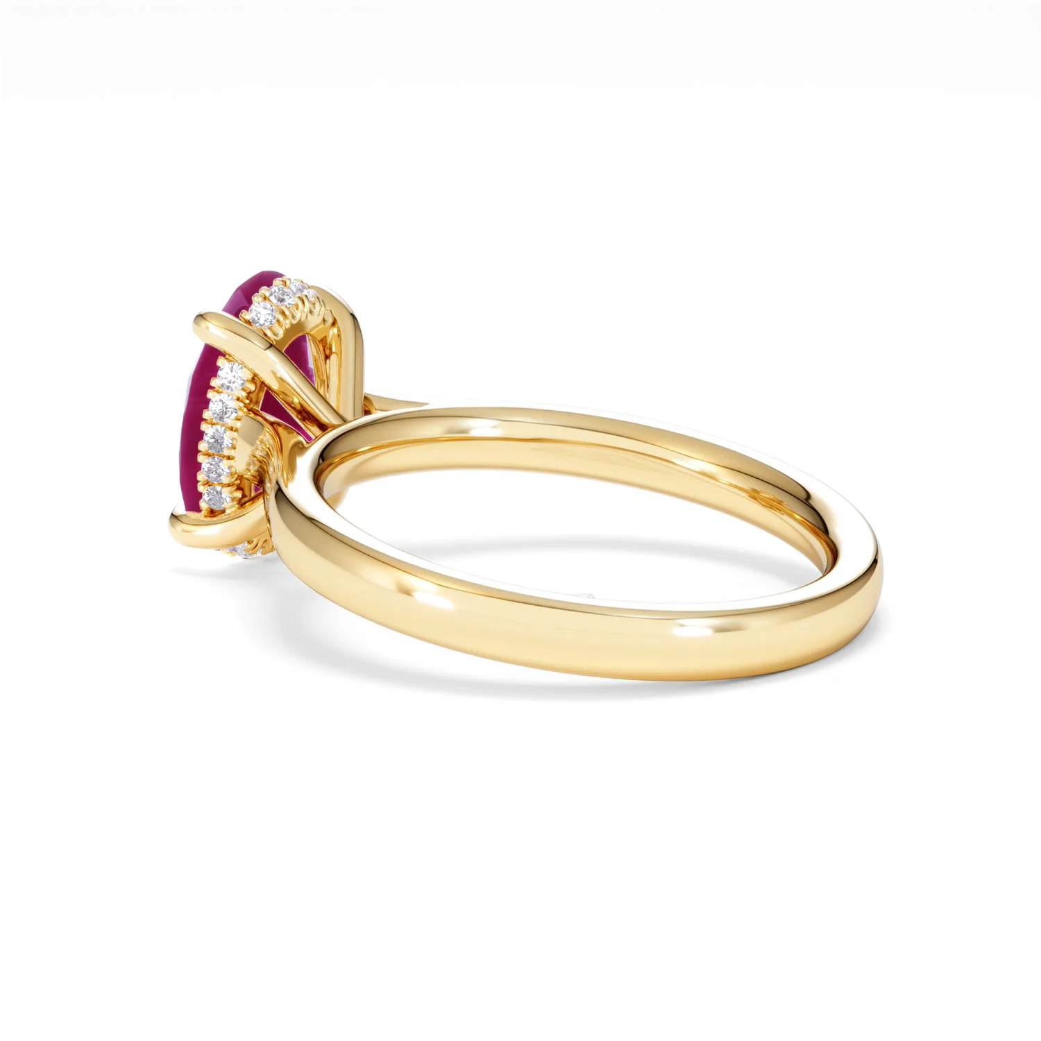 Amora Gem 2.00ct Oval Cut Lab Ruby Hidden Halo Engagement Ring in 18K Yellow Gold - Image 61
