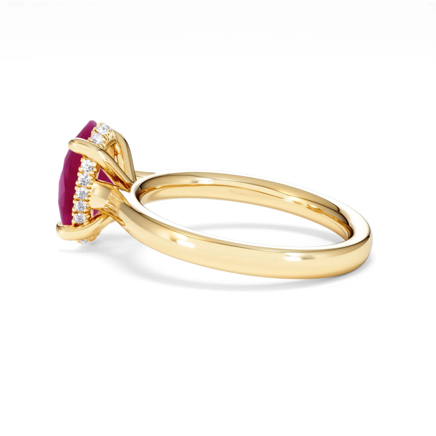 Amora Gem 2.00ct Oval Cut Lab Ruby Hidden Halo Engagement Ring in 18K Yellow Gold - Image 65