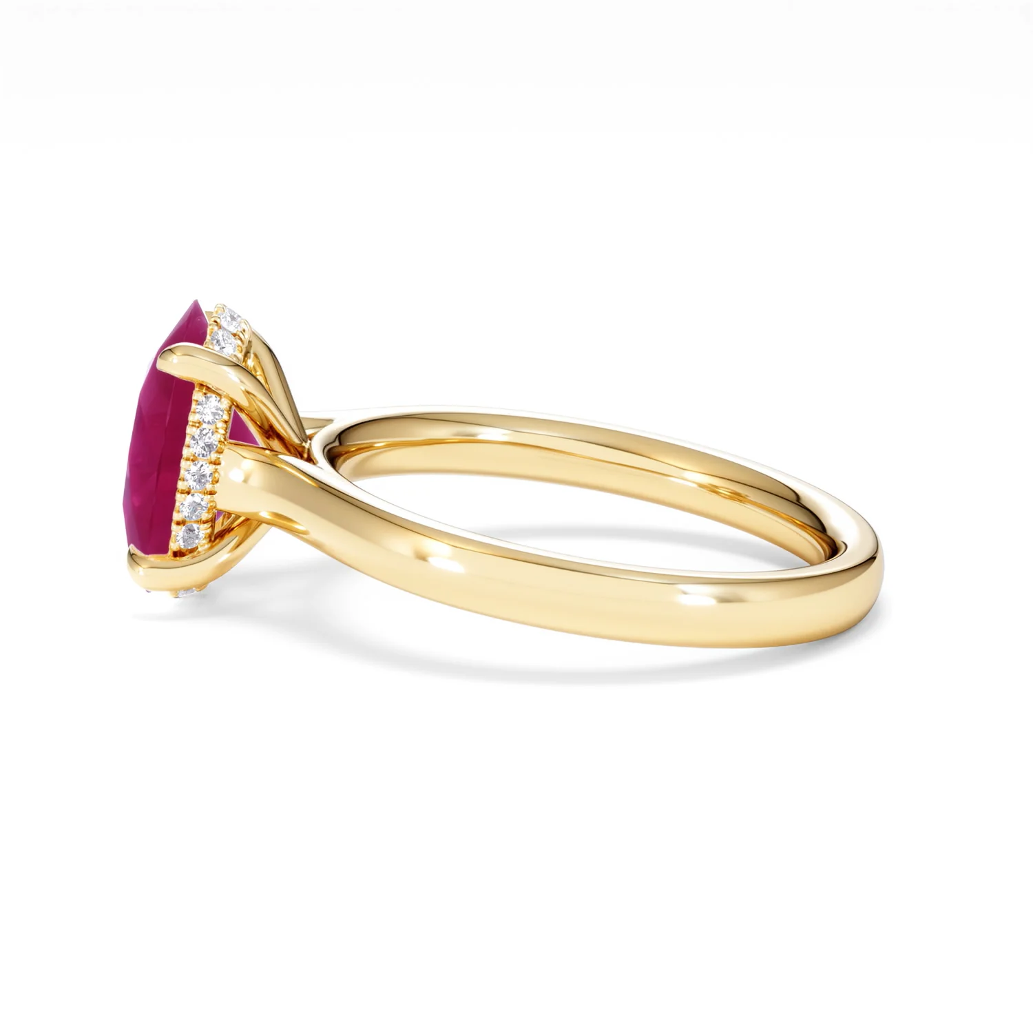Amora Gem 2.00ct Oval Cut Lab Ruby Hidden Halo Engagement Ring in 18K Yellow Gold - Image 68