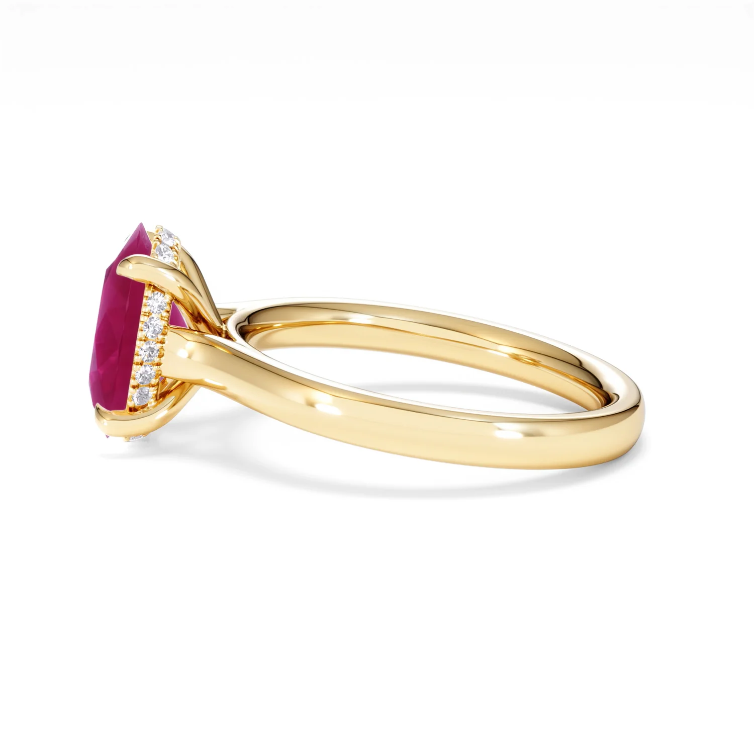 Amora Gem 2.00ct Oval Cut Lab Ruby Hidden Halo Engagement Ring in 18K Yellow Gold - Image 69