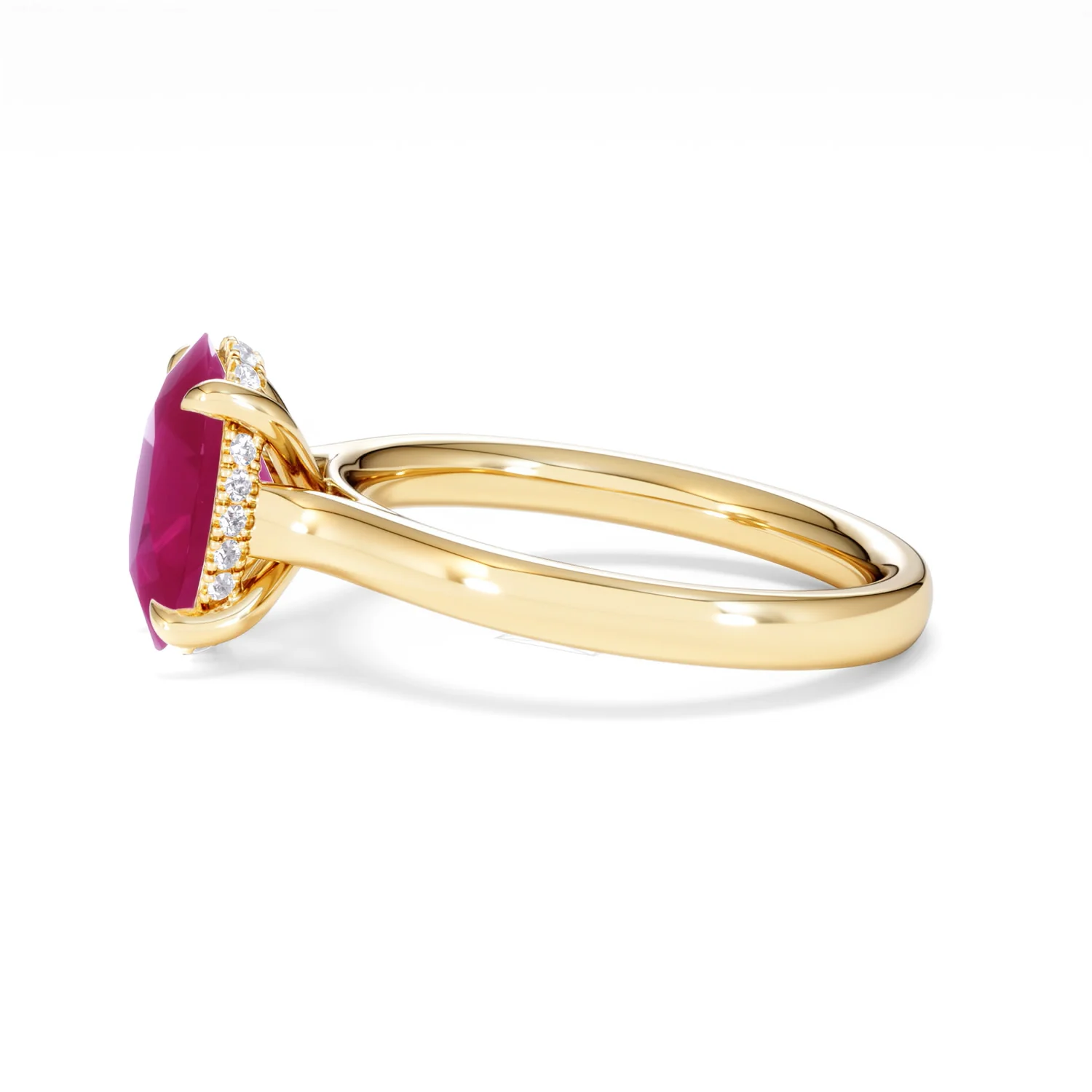 Amora Gem 2.00ct Oval Cut Lab Ruby Hidden Halo Engagement Ring in 18K Yellow Gold - Image 71
