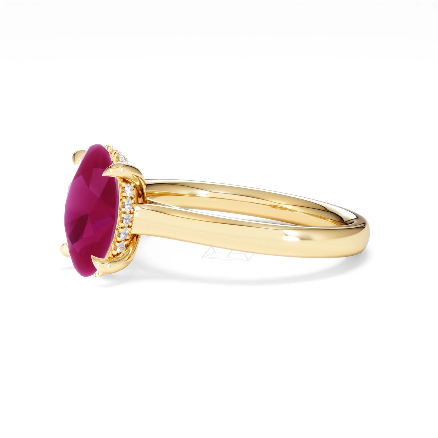 Amora Gem 2.00ct Oval Cut Lab Ruby Hidden Halo Engagement Ring in 18K Yellow Gold - Image 76