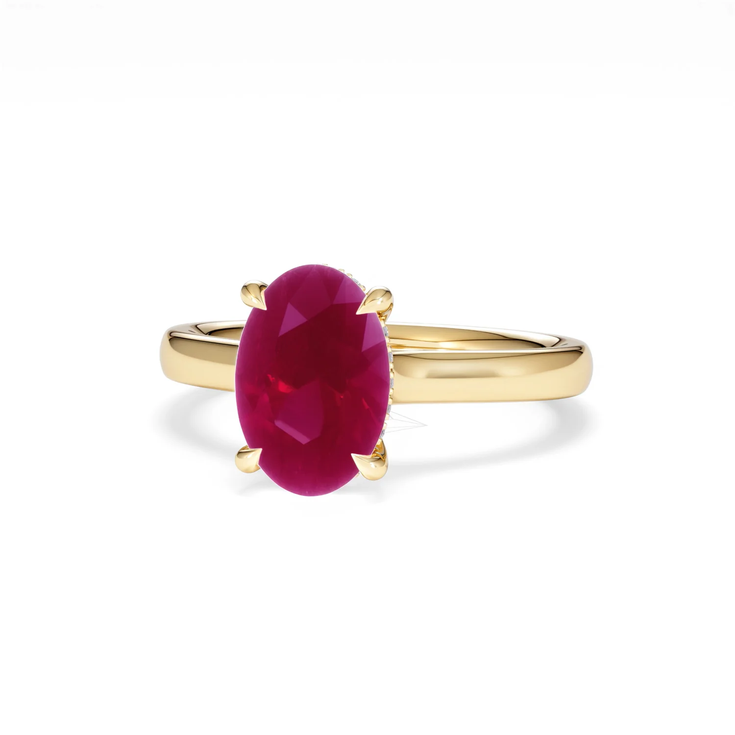 Amora Gem 2.00ct Oval Cut Lab Ruby Hidden Halo Engagement Ring in 18K Yellow Gold - Image 86