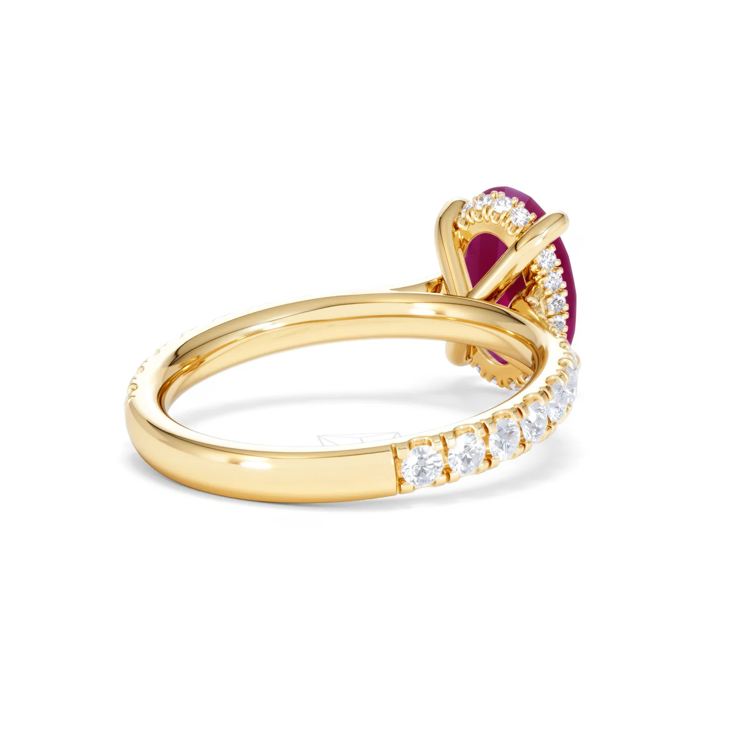 Amora Gem 2.00ct Oval Cut Lab Ruby Hidden Halo Engagement with Side Stones Ring in 18K Yellow Gold - Image 41