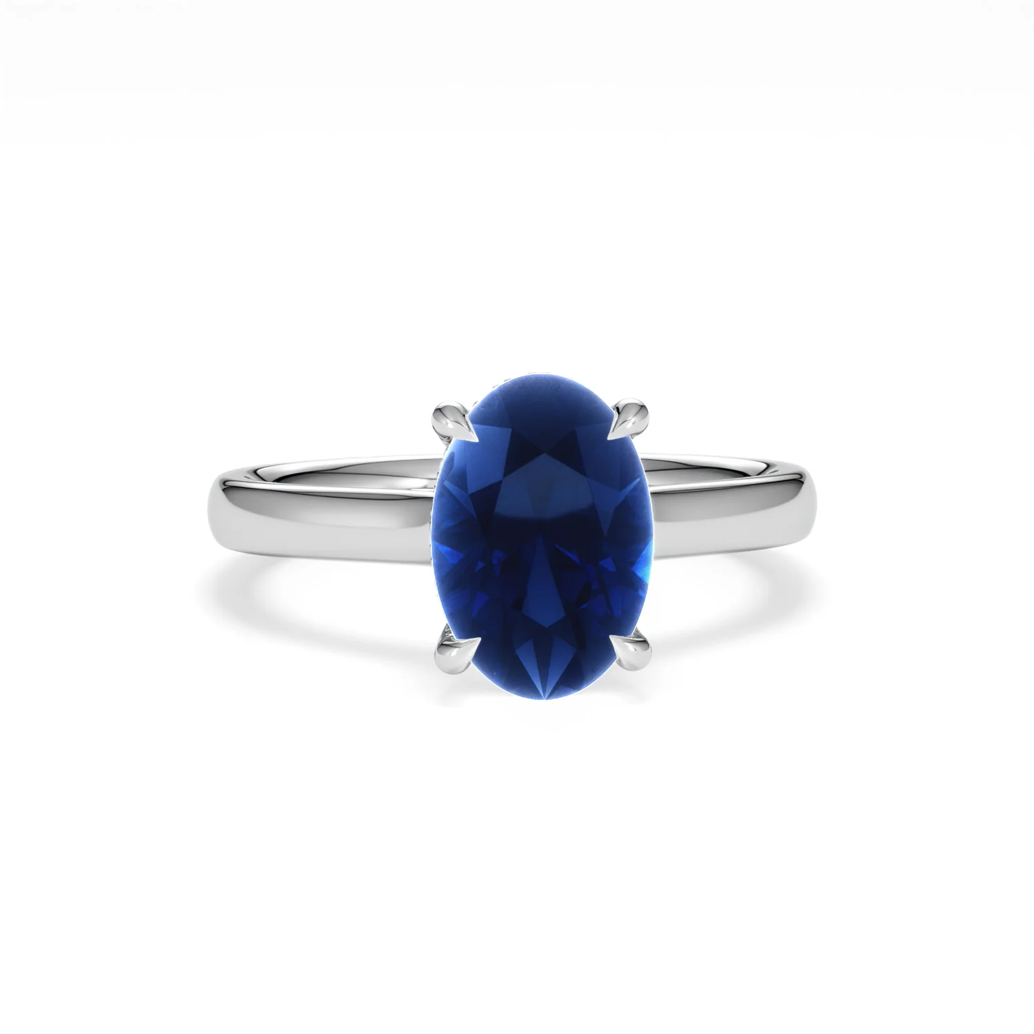 Amora Gem 2.00ct Oval Cut Lab Sapphire Hidden Halo Engagement Ring in 18K White Gold - Image 10