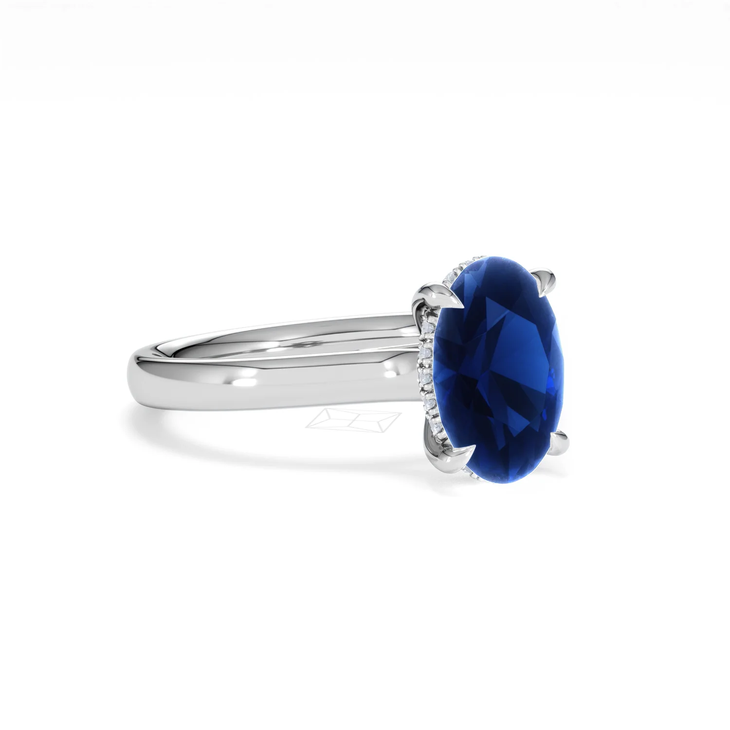 Amora Gem 2.00ct Oval Cut Lab Sapphire Hidden Halo Engagement Ring in 18K White Gold - Image 16