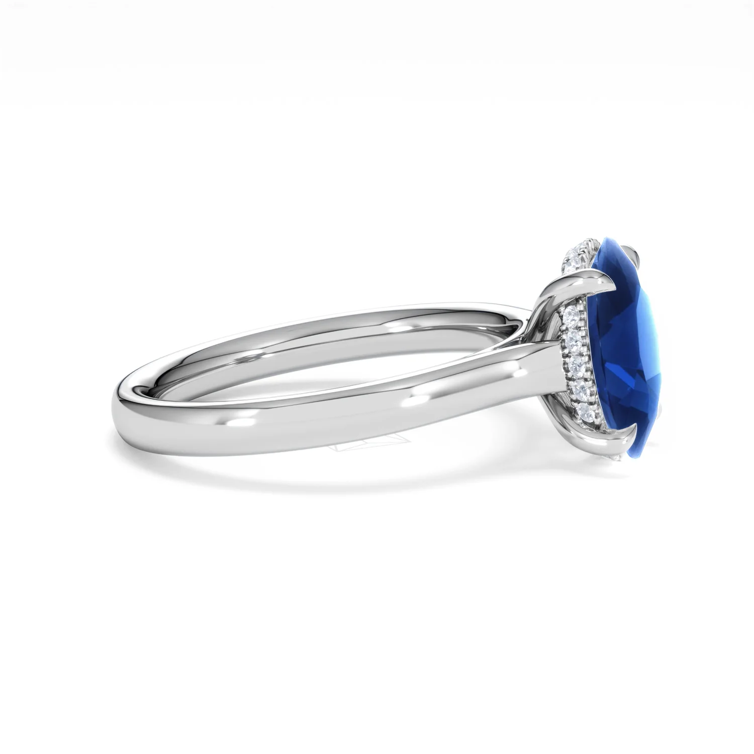 Amora Gem 2.00ct Oval Cut Lab Sapphire Hidden Halo Engagement Ring in 18K White Gold - Image 25