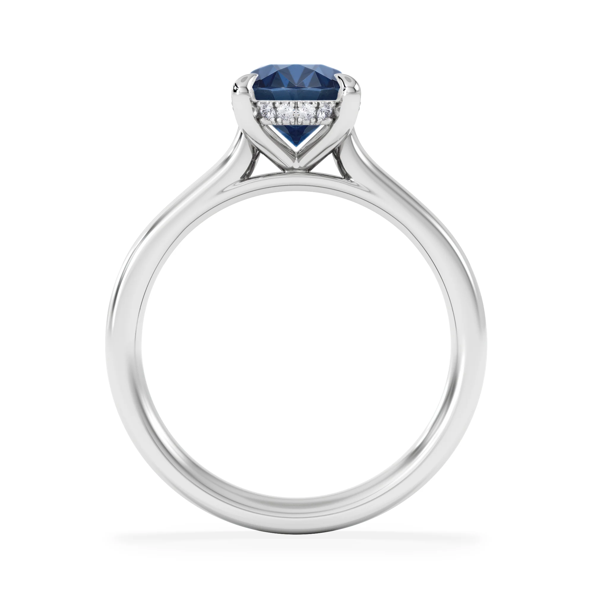 Amora Gem 2.00ct Oval Cut Lab Sapphire Hidden Halo Engagement Ring in 18K White Gold - Image 3
