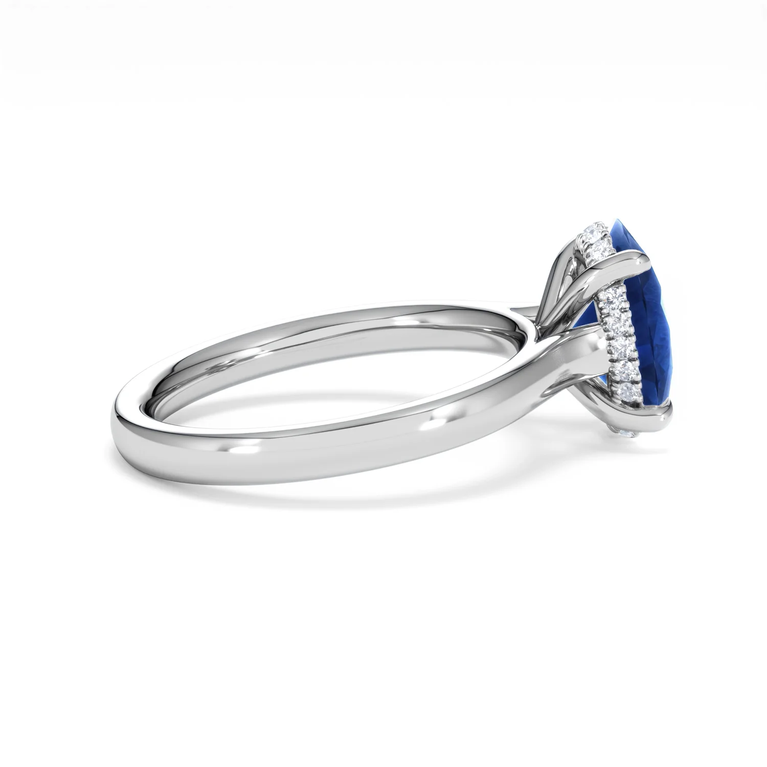 Amora Gem 2.00ct Oval Cut Lab Sapphire Hidden Halo Engagement Ring in 18K White Gold - Image 31