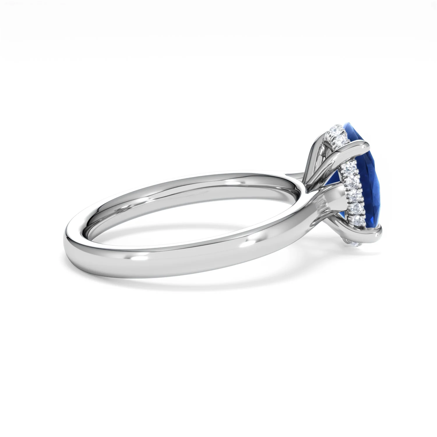 Amora Gem 2.00ct Oval Cut Lab Sapphire Hidden Halo Engagement Ring in 18K White Gold - Image 32