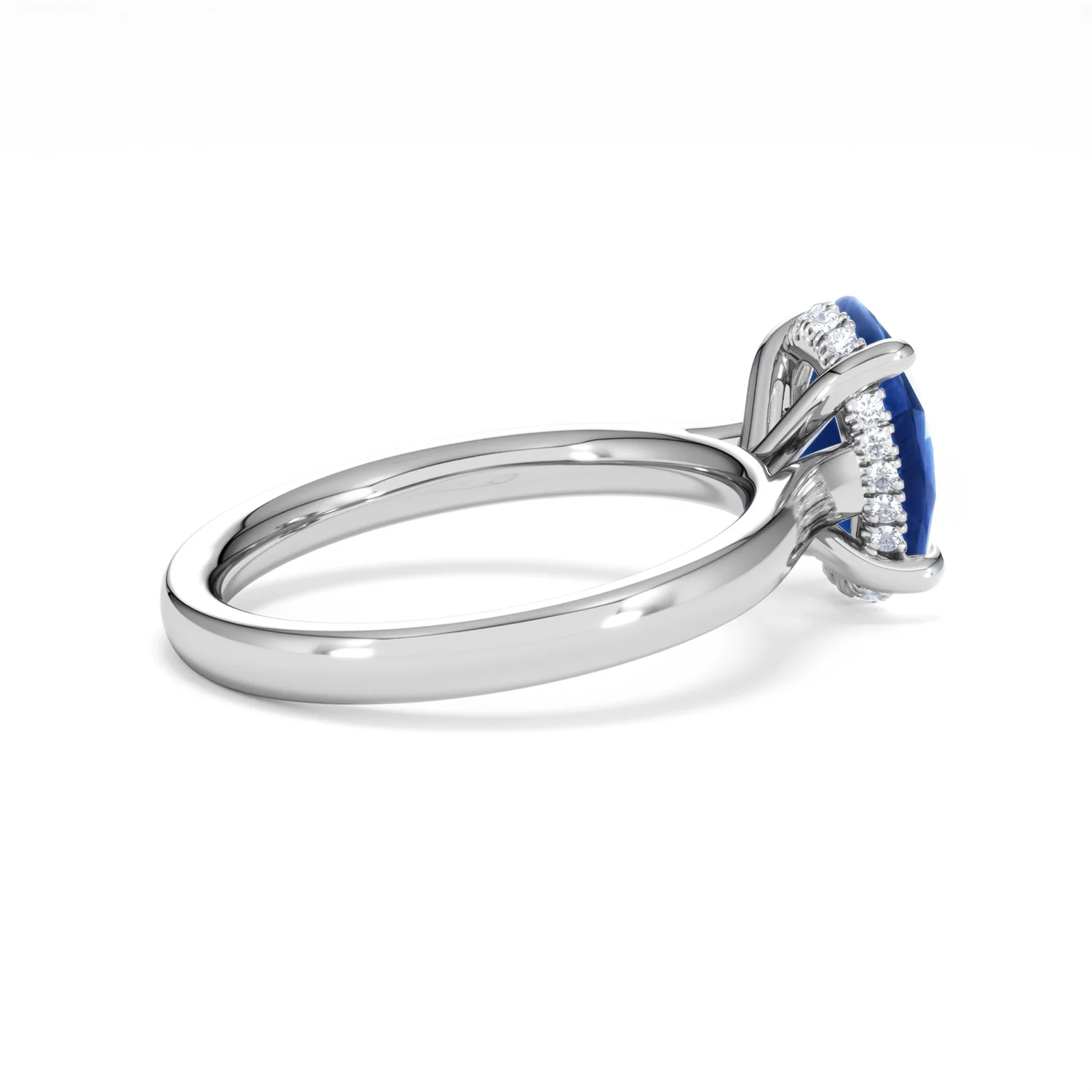 Amora Gem 2.00ct Oval Cut Lab Sapphire Hidden Halo Engagement Ring in 18K White Gold - Image 34