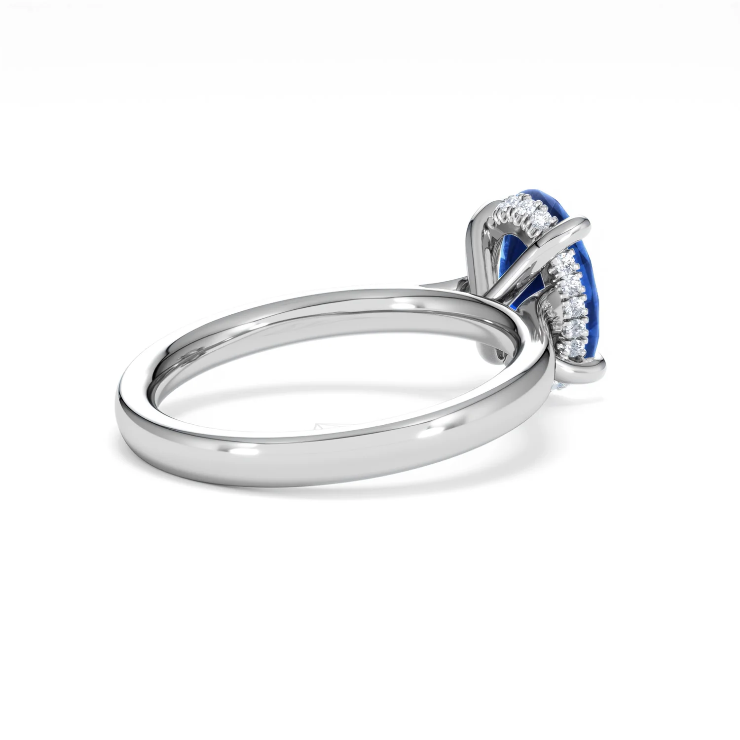 Amora Gem 2.00ct Oval Cut Lab Sapphire Hidden Halo Engagement Ring in 18K White Gold - Image 38