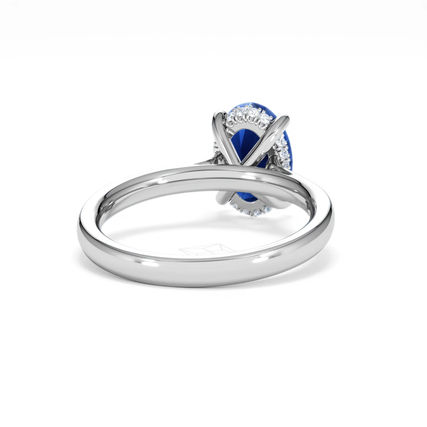 Amora Gem 2.00ct Oval Cut Lab Sapphire Hidden Halo Engagement Ring in 18K White Gold - Image 45