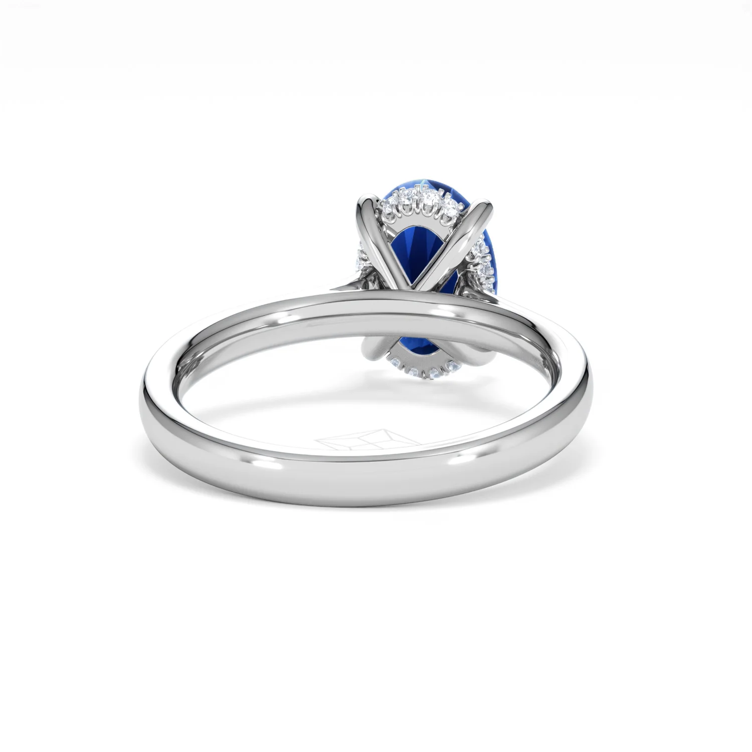 Amora Gem 2.00ct Oval Cut Lab Sapphire Hidden Halo Engagement Ring in 18K White Gold - Image 46