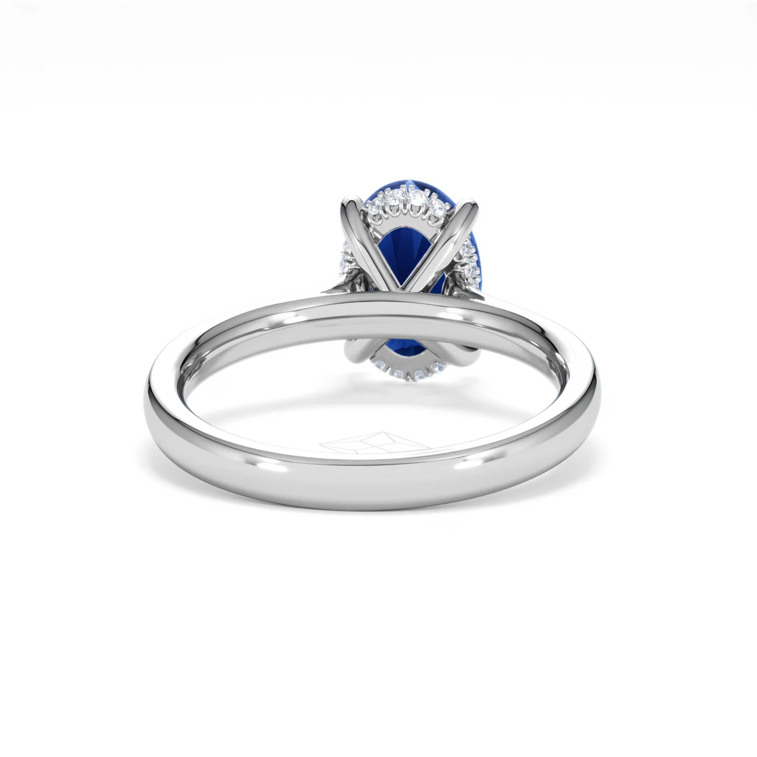 Amora Gem 2.00ct Oval Cut Lab Sapphire Hidden Halo Engagement Ring in 18K White Gold - Image 47