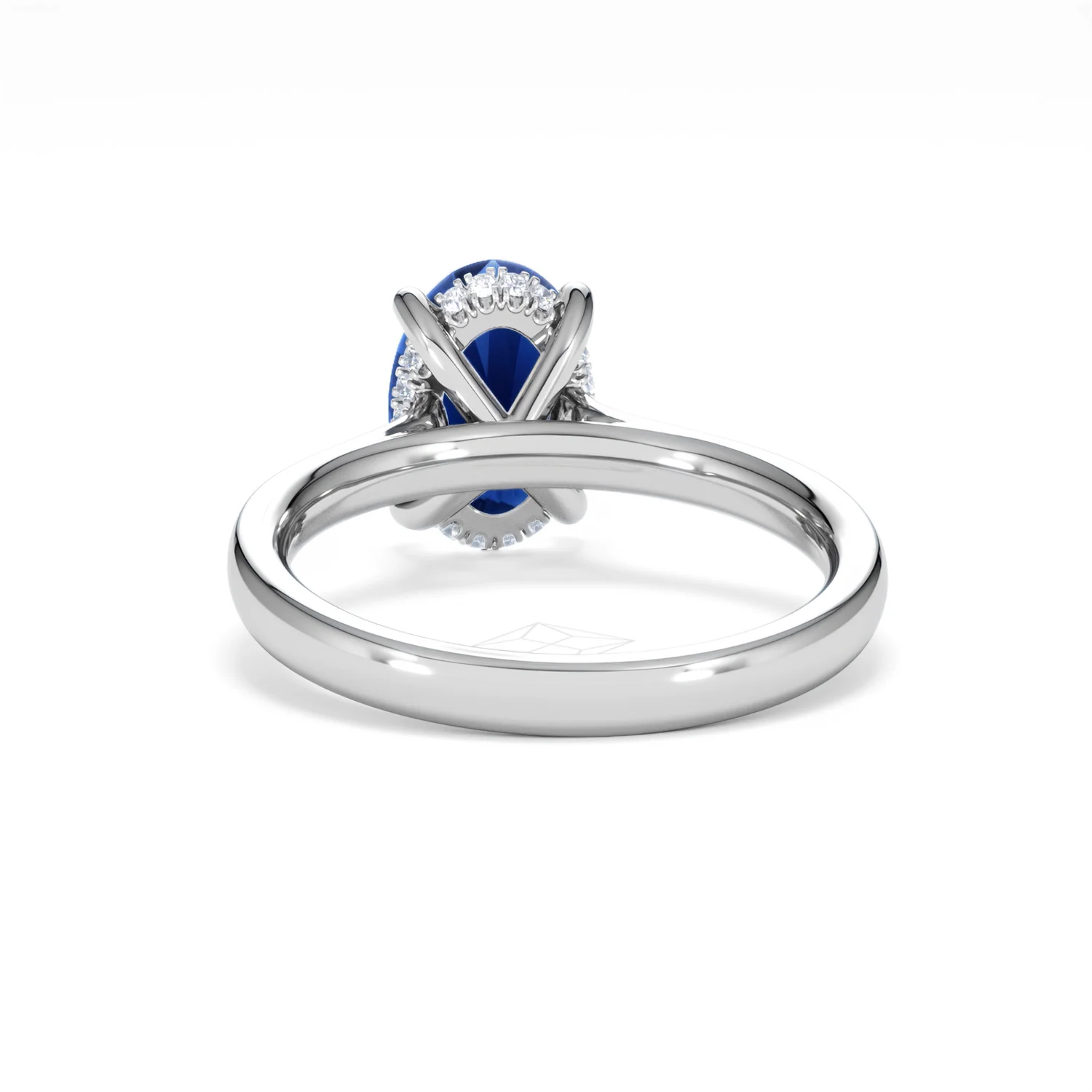 Amora Gem 2.00ct Oval Cut Lab Sapphire Hidden Halo Engagement Ring in 18K White Gold - Image 51