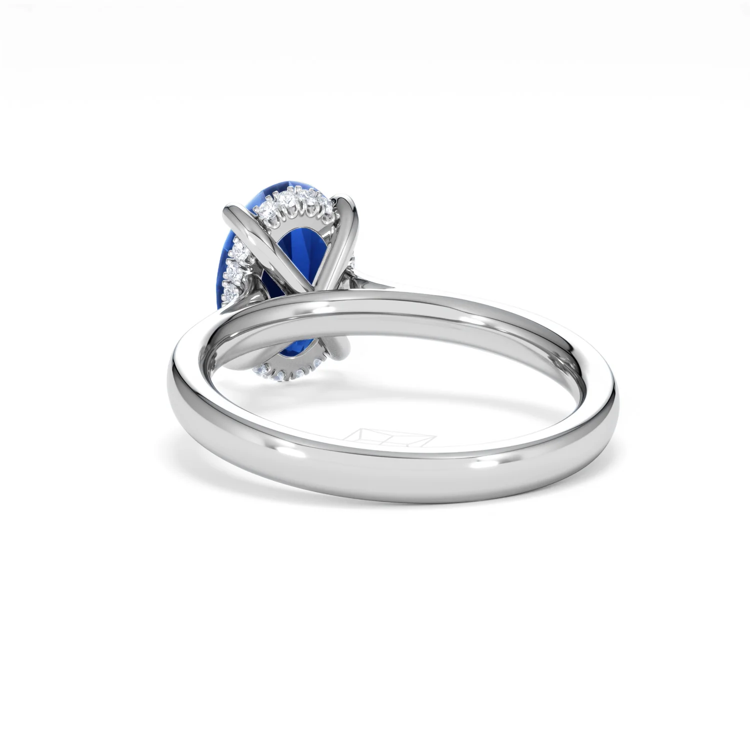 Amora Gem 2.00ct Oval Cut Lab Sapphire Hidden Halo Engagement Ring in 18K White Gold - Image 54