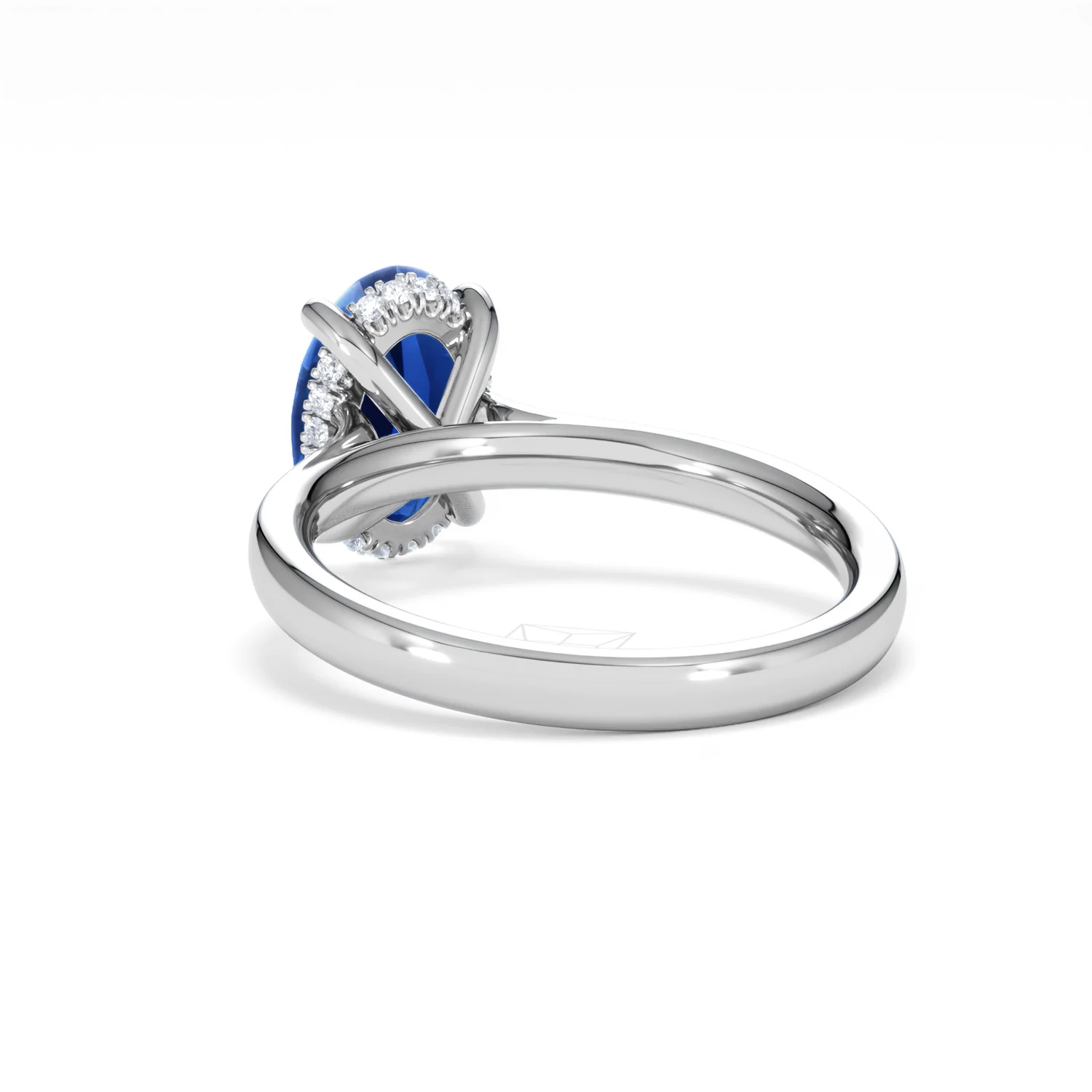 Amora Gem 2.00ct Oval Cut Lab Sapphire Hidden Halo Engagement Ring in 18K White Gold - Image 55