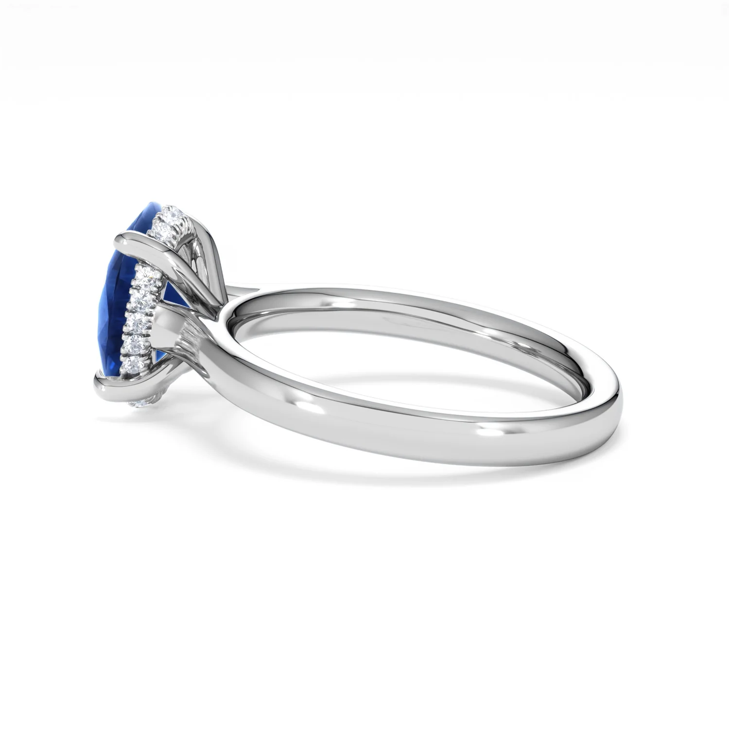 Amora Gem 2.00ct Oval Cut Lab Sapphire Hidden Halo Engagement Ring in 18K White Gold - Image 65