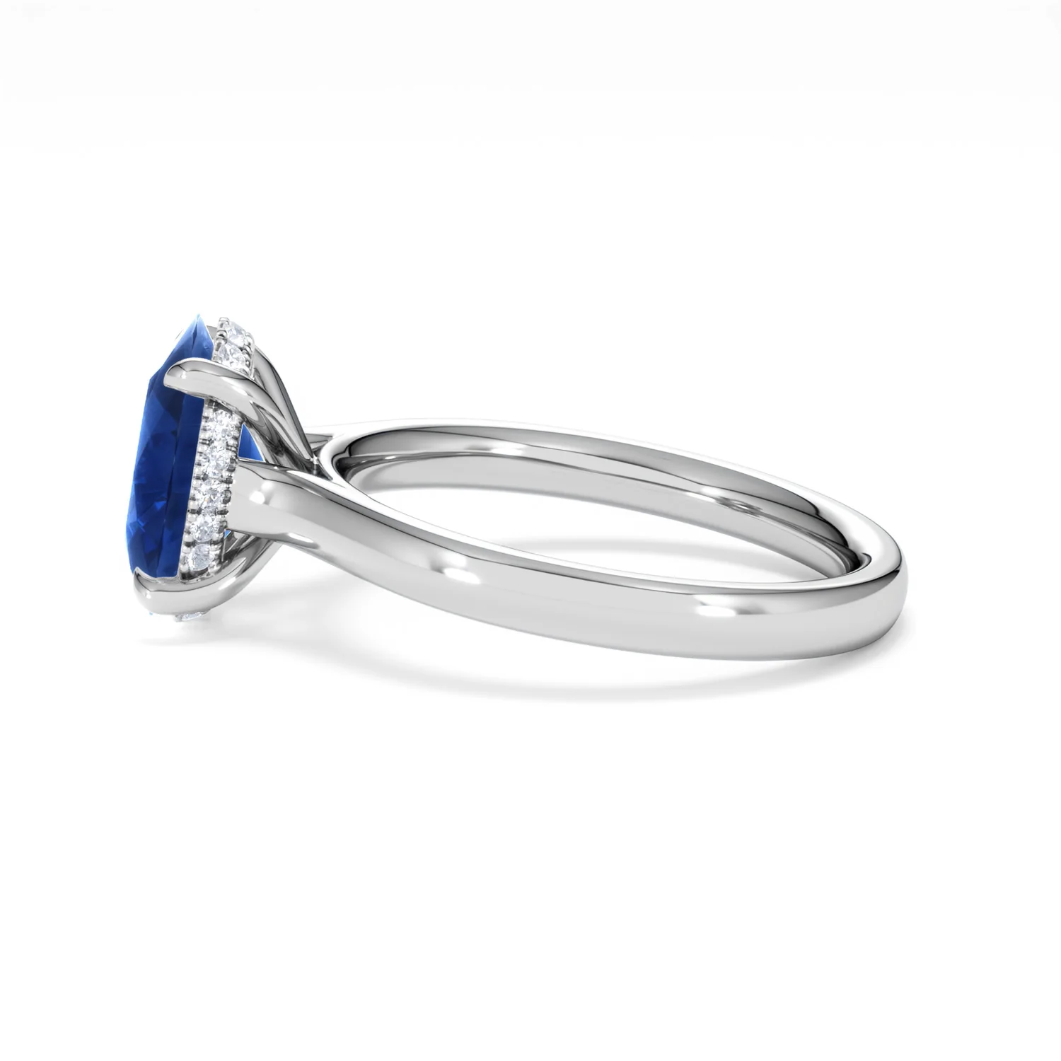 Amora Gem 2.00ct Oval Cut Lab Sapphire Hidden Halo Engagement Ring in 18K White Gold - Image 69