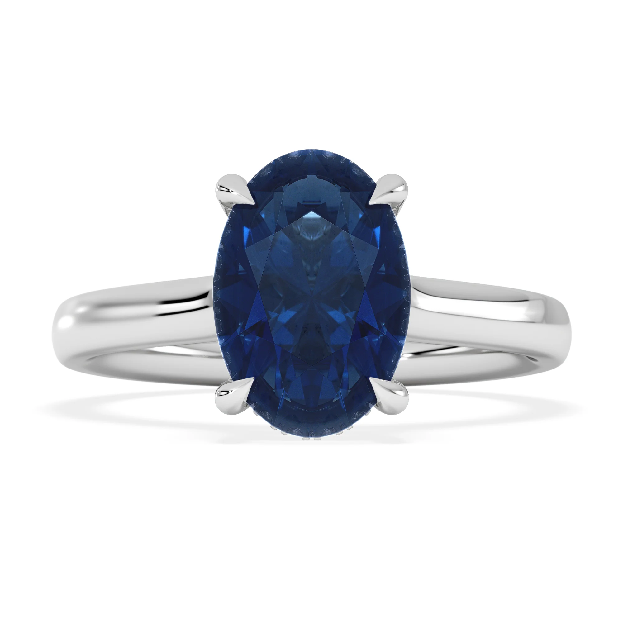 Amora Gem 2.00ct Oval Cut Lab Sapphire Hidden Halo Engagement Ring in 18K White Gold - Image 7
