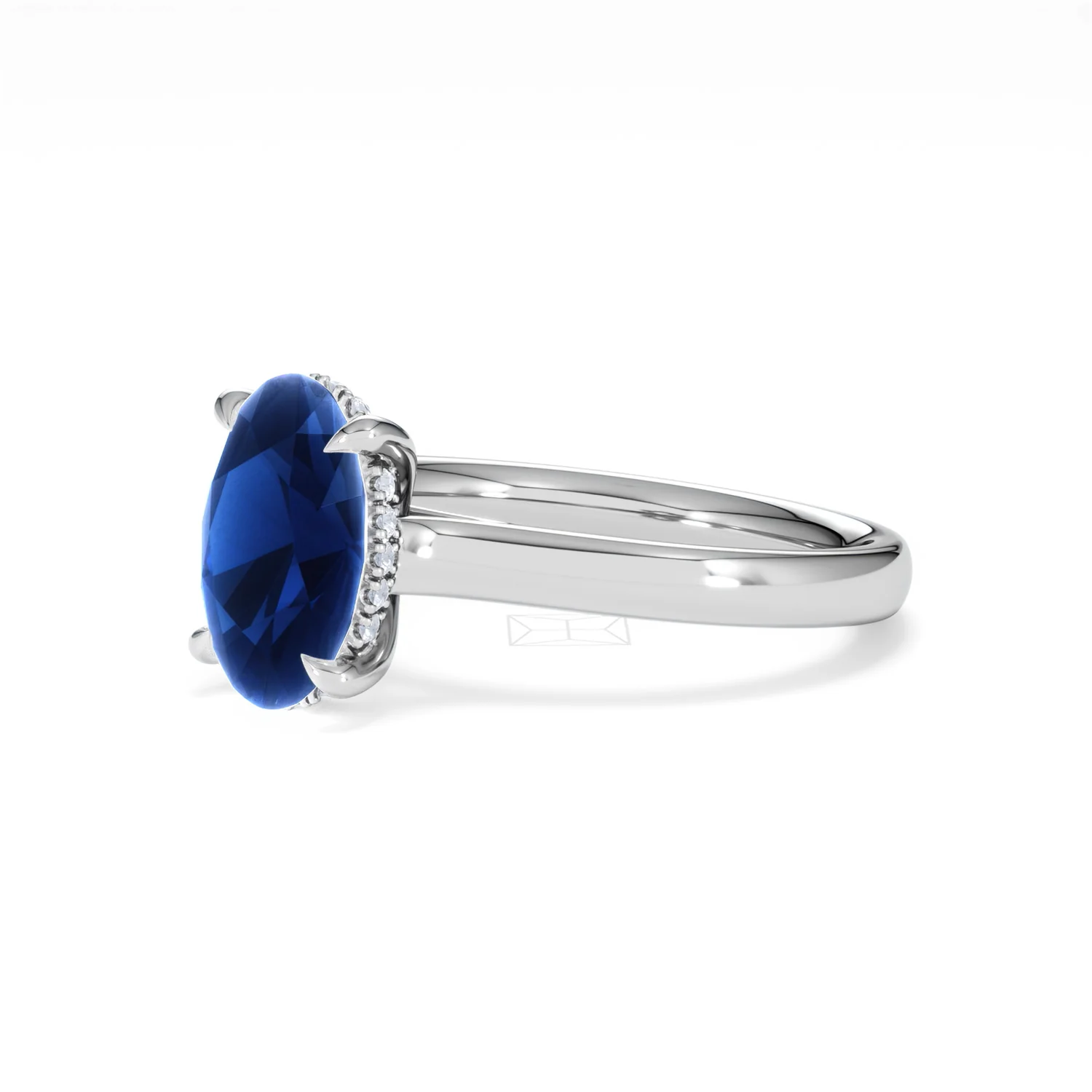Amora Gem 2.00ct Oval Cut Lab Sapphire Hidden Halo Engagement Ring in 18K White Gold - Image 79
