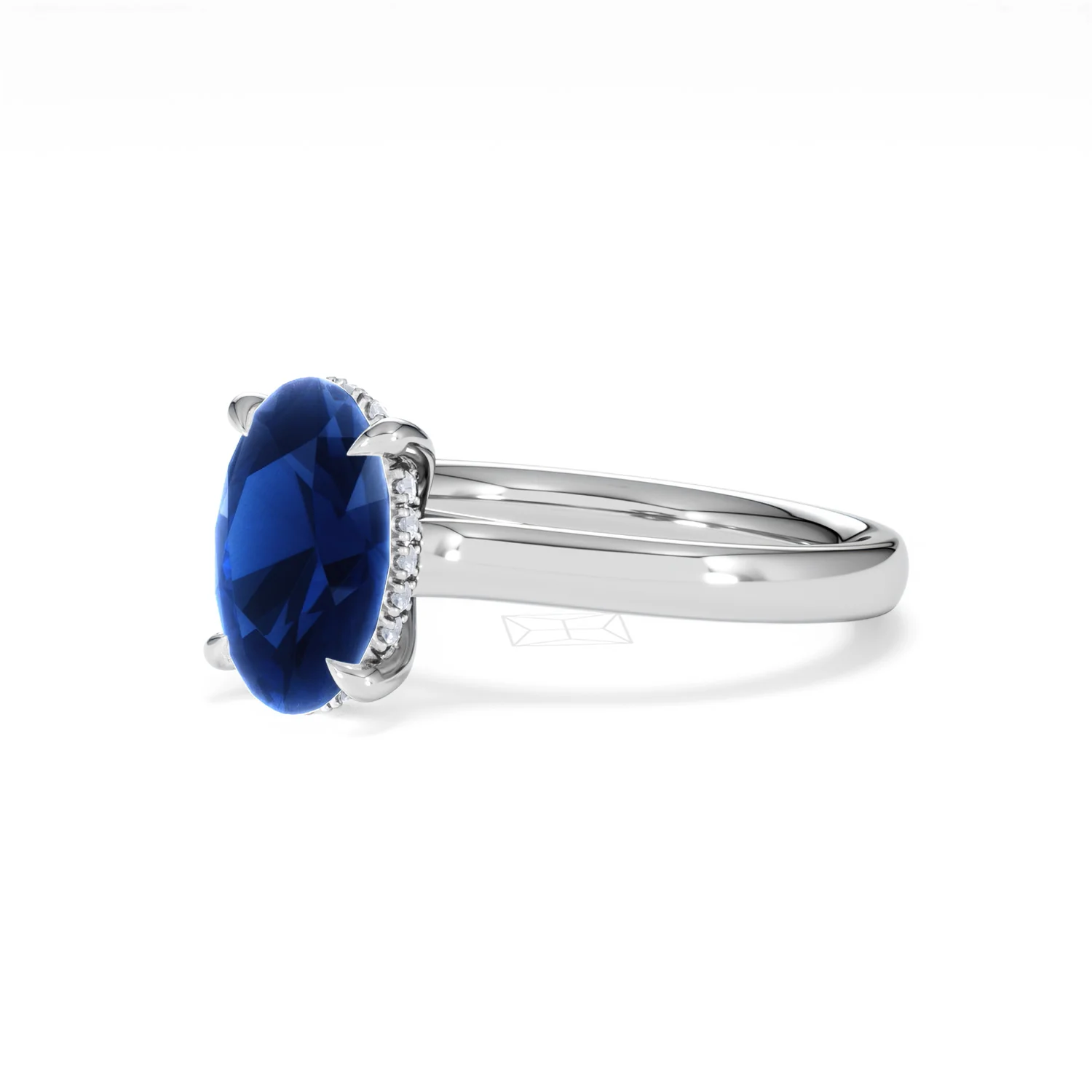 Amora Gem 2.00ct Oval Cut Lab Sapphire Hidden Halo Engagement Ring in 18K White Gold - Image 80