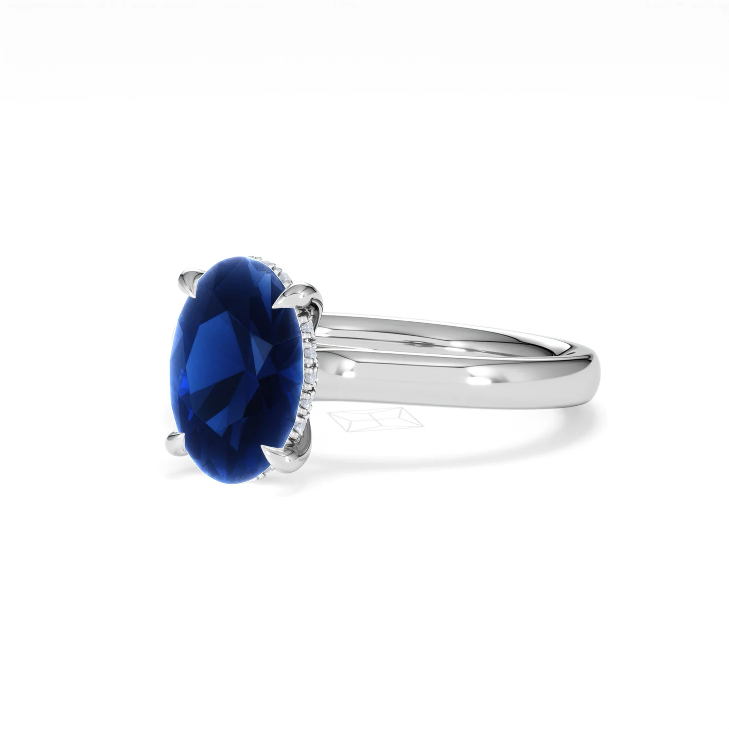 Amora Gem 2.00ct Oval Cut Lab Sapphire Hidden Halo Engagement Ring in 18K White Gold - Image 82