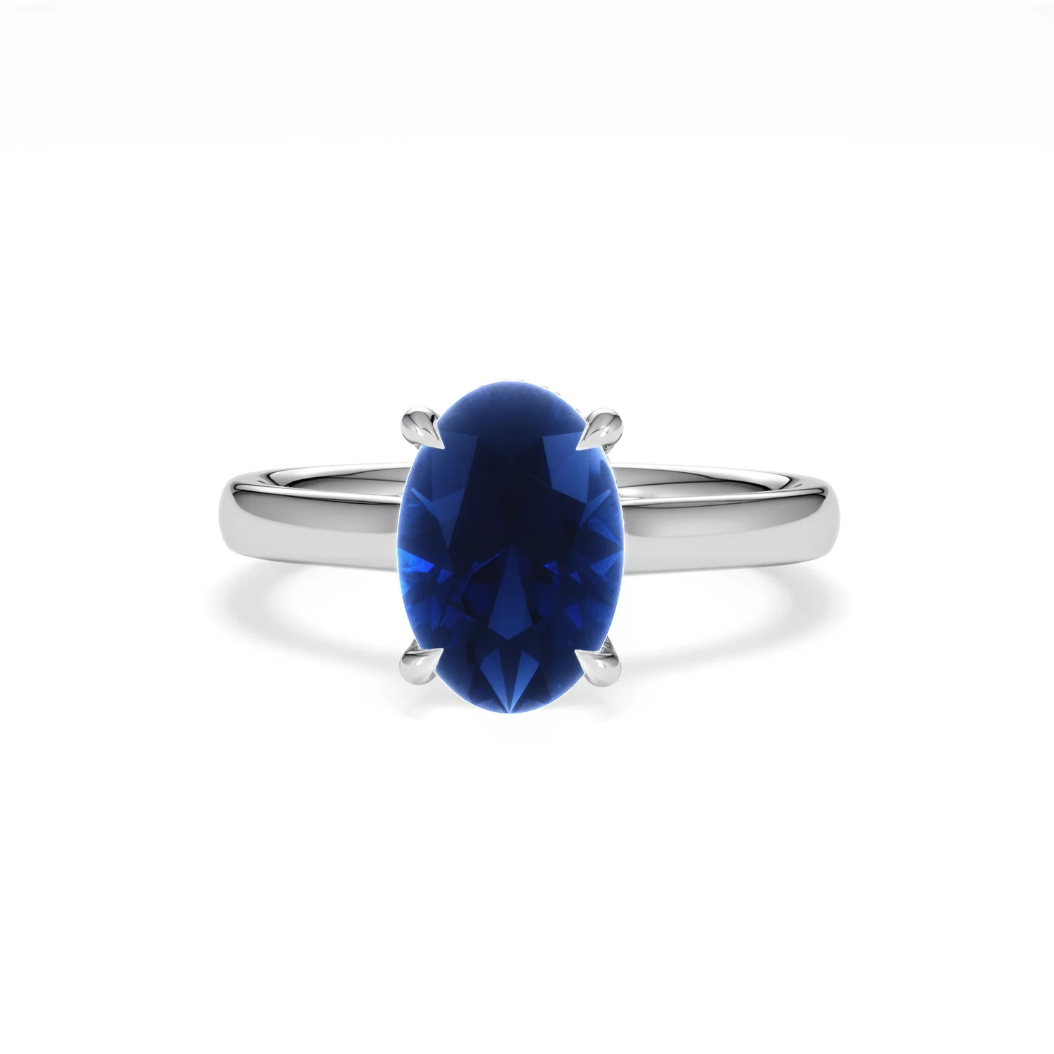 Amora Gem 2.00ct Oval Cut Lab Sapphire Hidden Halo Engagement Ring in 18K White Gold - Image 88
