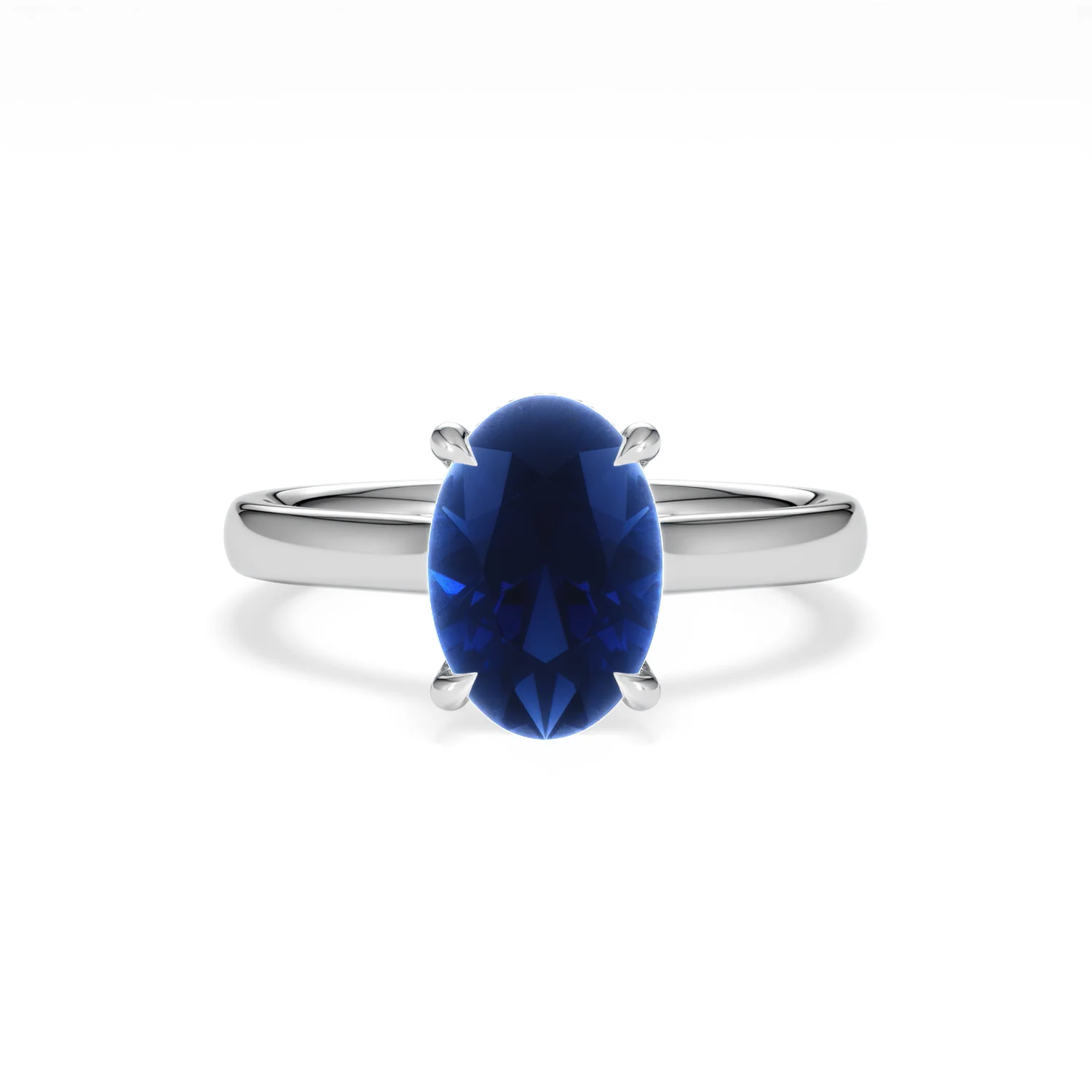Amora Gem 2.00ct Oval Cut Lab Sapphire Hidden Halo Engagement Ring in 18K White Gold - Image 9