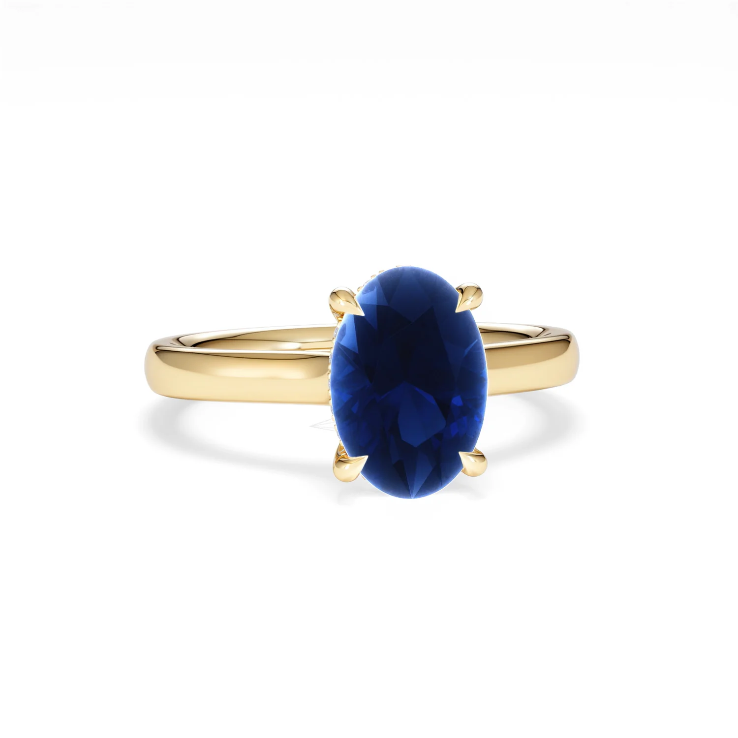 Amora Gem 2.00ct Oval Cut Lab Sapphire Hidden Halo Engagement Ring in 18K Yellow Gold - Image 11