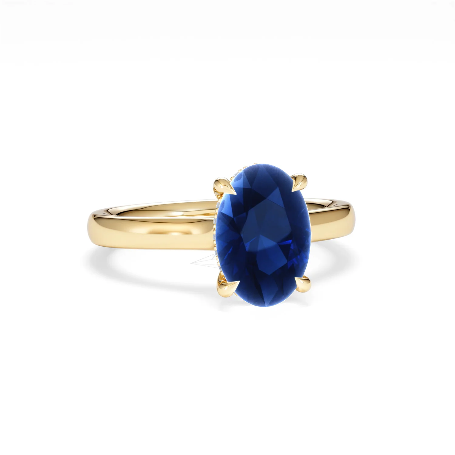 Amora Gem 2.00ct Oval Cut Lab Sapphire Hidden Halo Engagement Ring in 18K Yellow Gold - Image 12
