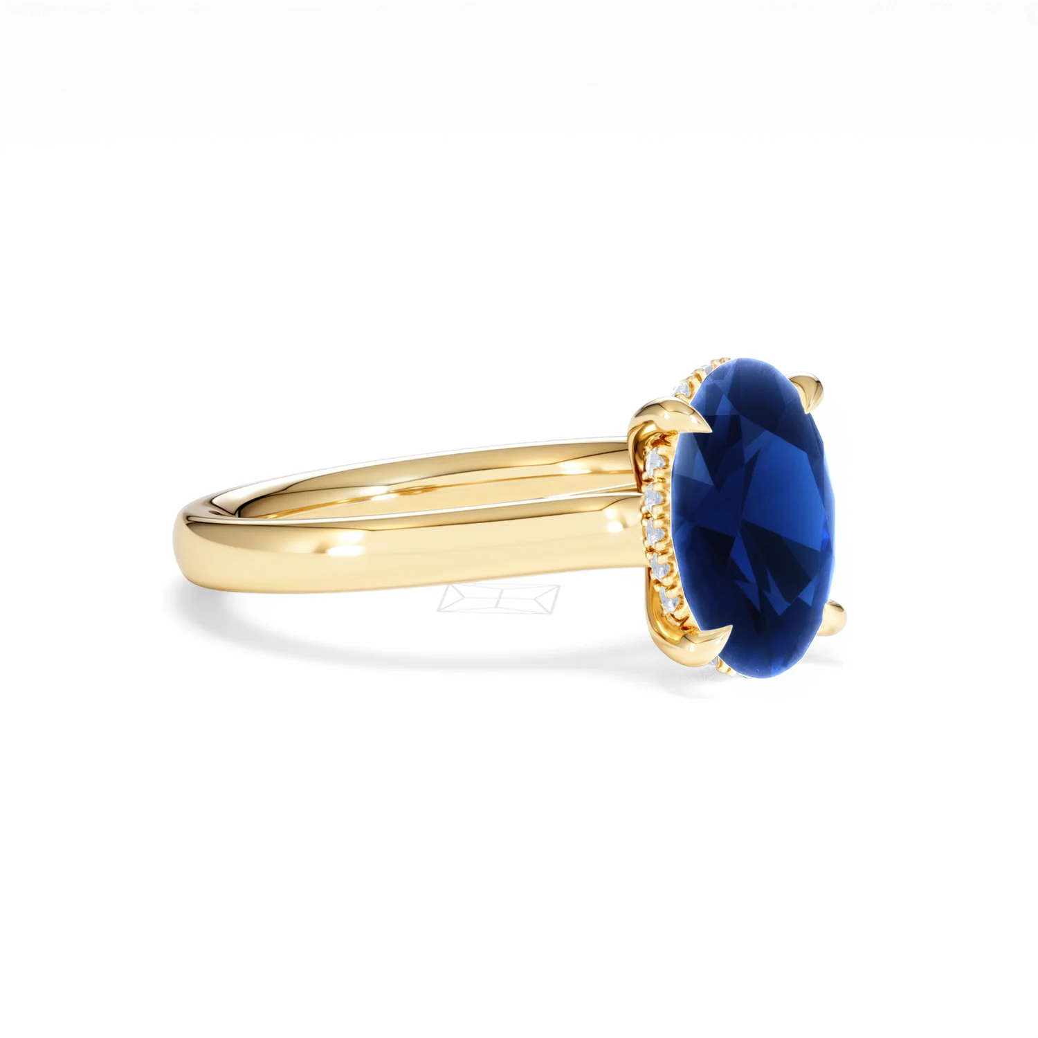 Amora Gem 2.00ct Oval Cut Lab Sapphire Hidden Halo Engagement Ring in 18K Yellow Gold - Image 18