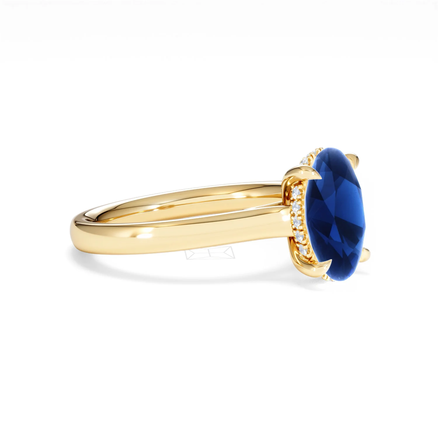 Amora Gem 2.00ct Oval Cut Lab Sapphire Hidden Halo Engagement Ring in 18K Yellow Gold - Image 20