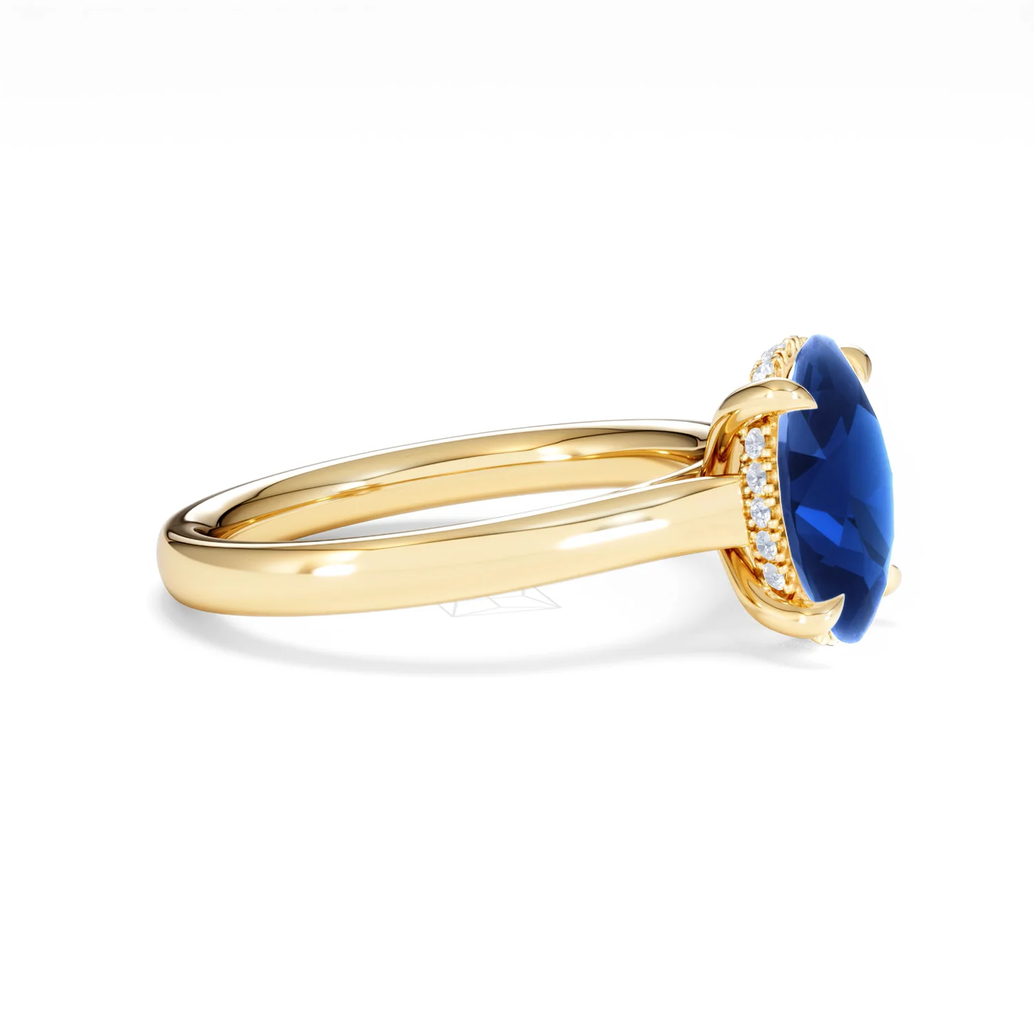 Amora Gem 2.00ct Oval Cut Lab Sapphire Hidden Halo Engagement Ring in 18K Yellow Gold - Image 23