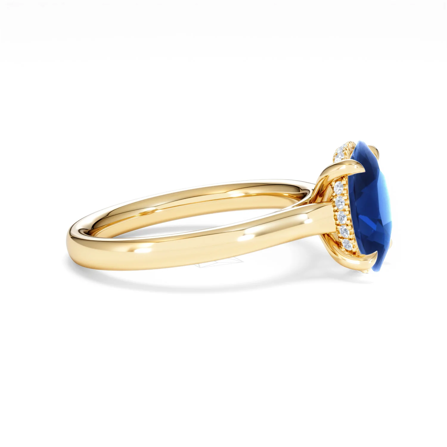 Amora Gem 2.00ct Oval Cut Lab Sapphire Hidden Halo Engagement Ring in 18K Yellow Gold - Image 25