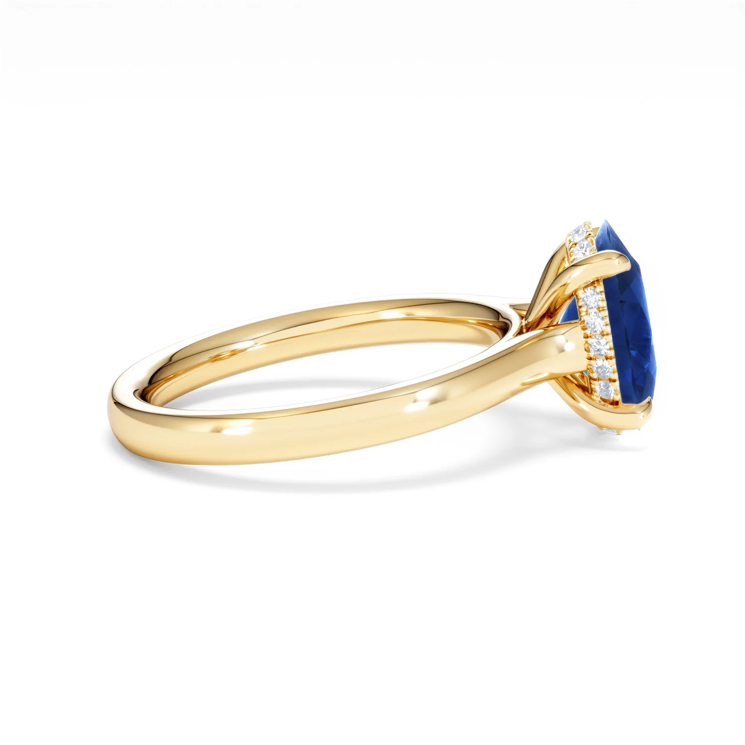 Amora Gem 2.00ct Oval Cut Lab Sapphire Hidden Halo Engagement Ring in 18K Yellow Gold - Image 29
